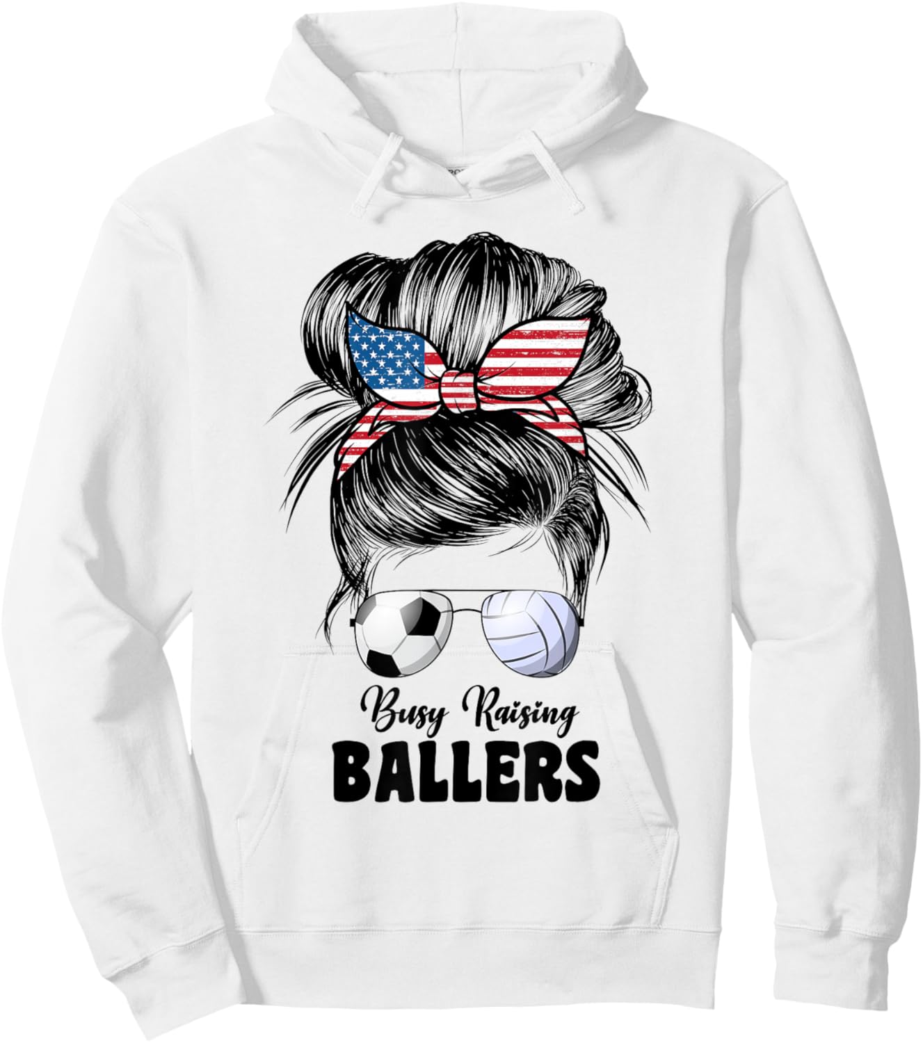 Busy Raising Ballers Volleyball And Soccer Mom Mom Hoodie - Hoodie | White