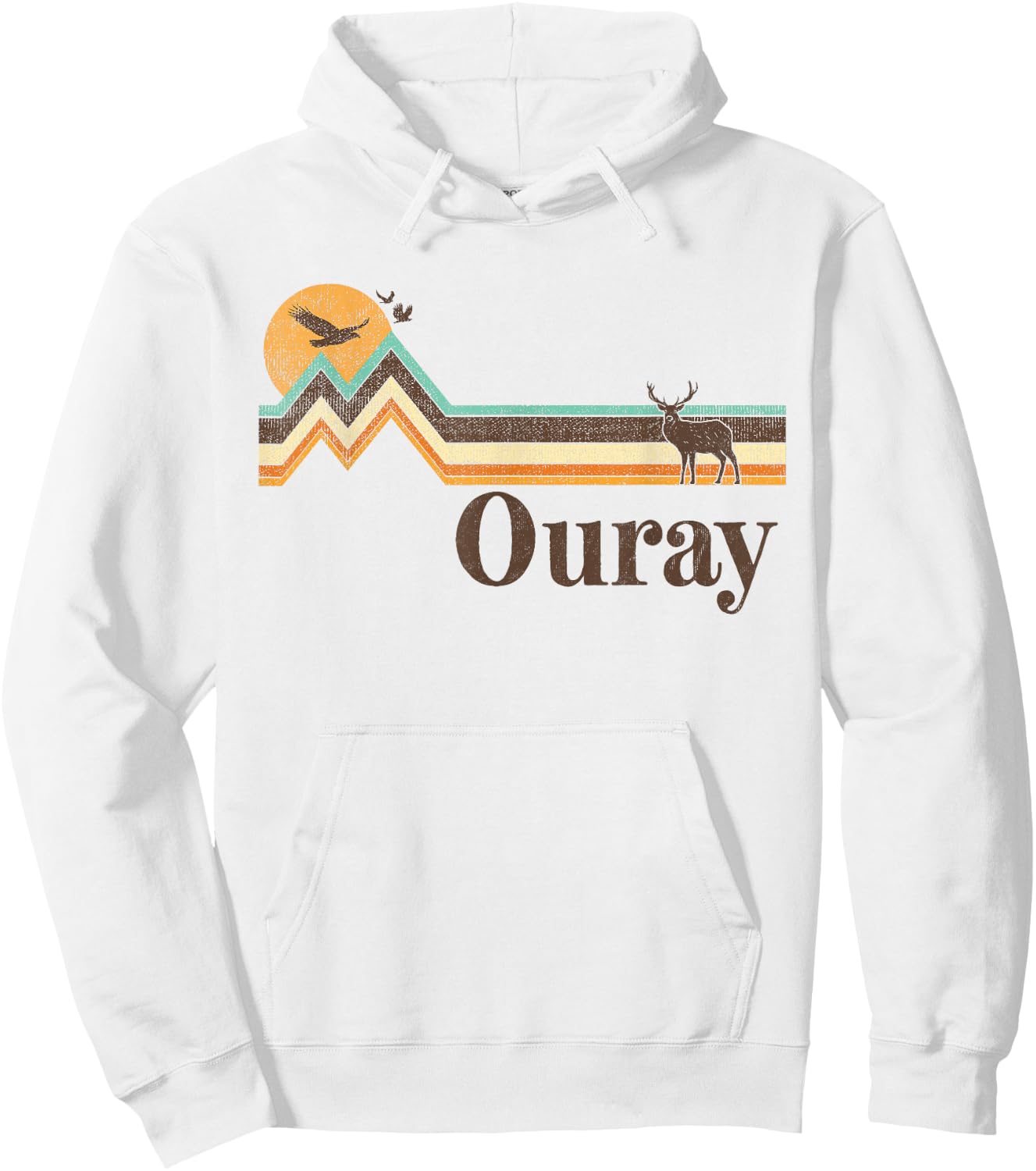 Ouray Colorado 70s 80s Retro Vintage Men Women Distressed Hoodie - Hoodie | White