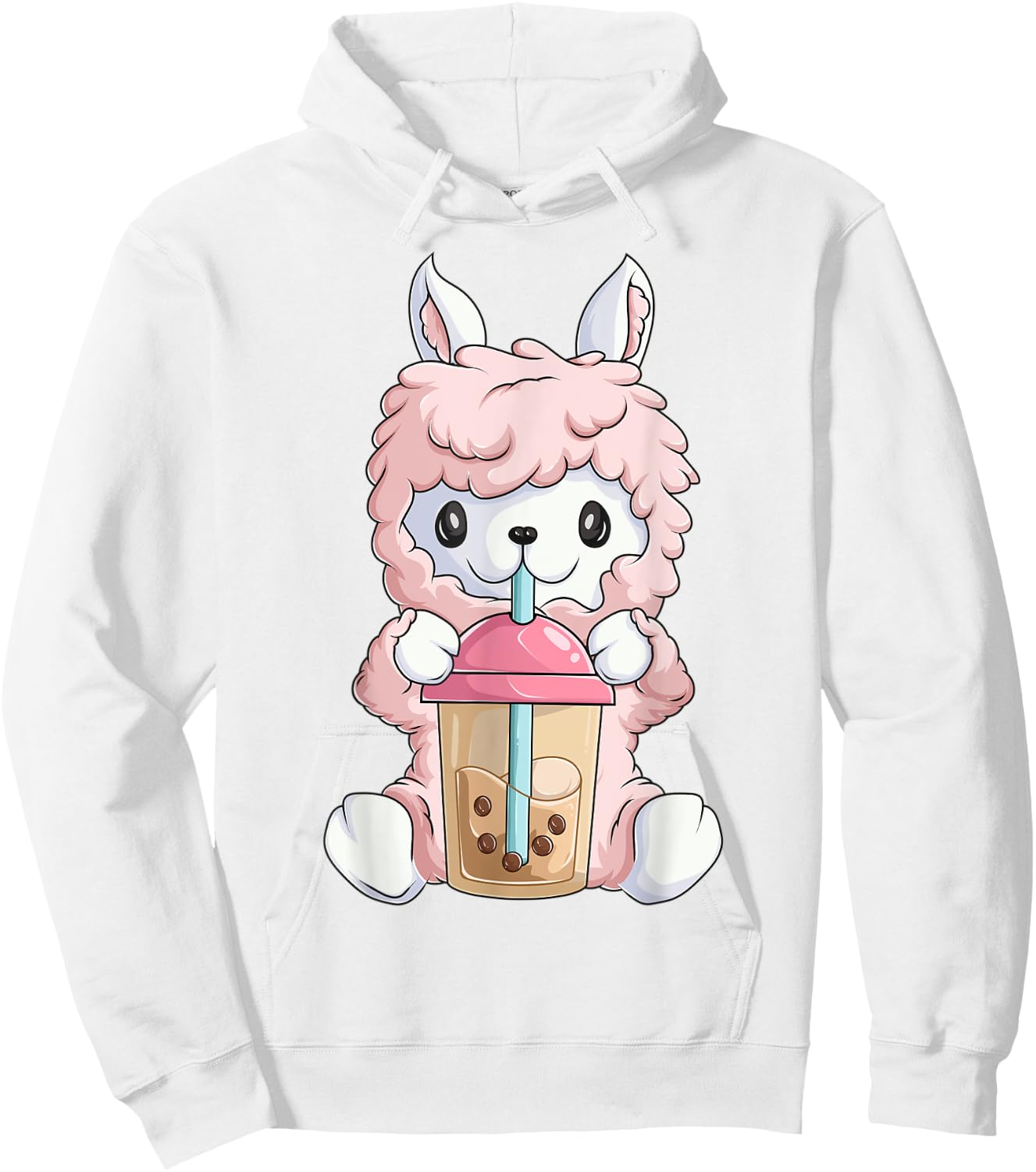 Kawaii Anime Llama Shirt Girls, Boba Bubble Tea Hoodie - Hoodie | White