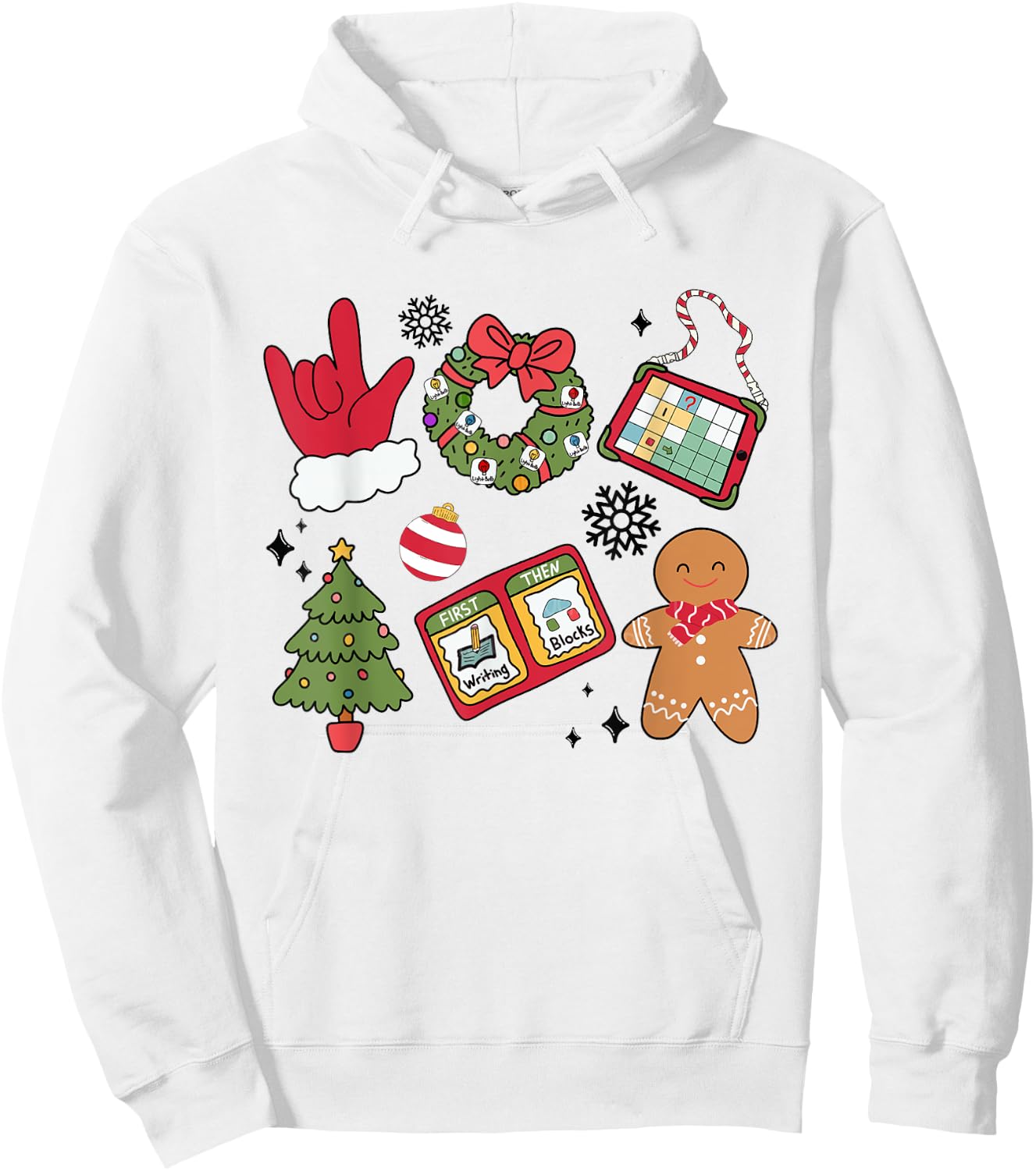 Women Groovy Christmas Special Education Teacher ABA AAC Hoodie - Hoodie | White