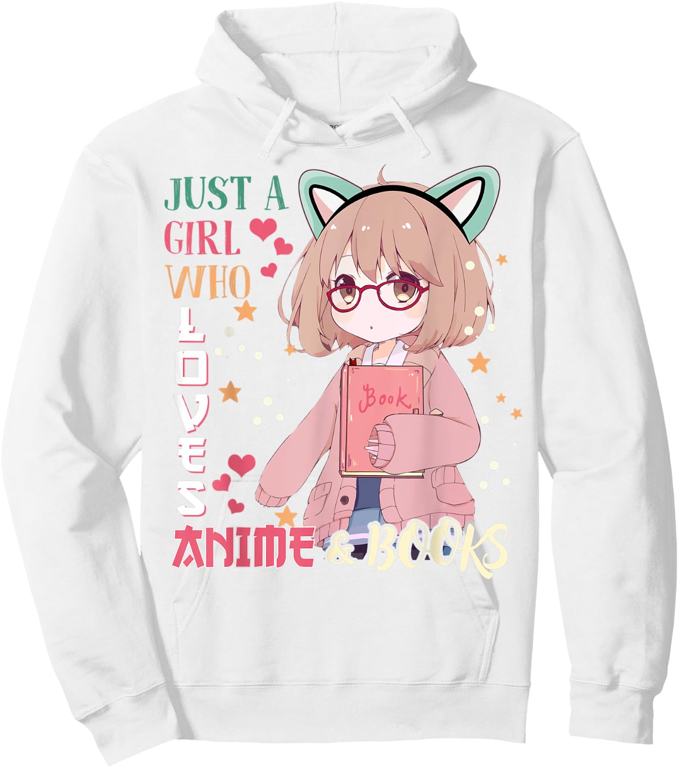 Anime-Shirt Just A Girl Who Love Anime & Books Kids Teenage Hoodie - Hoodie | White