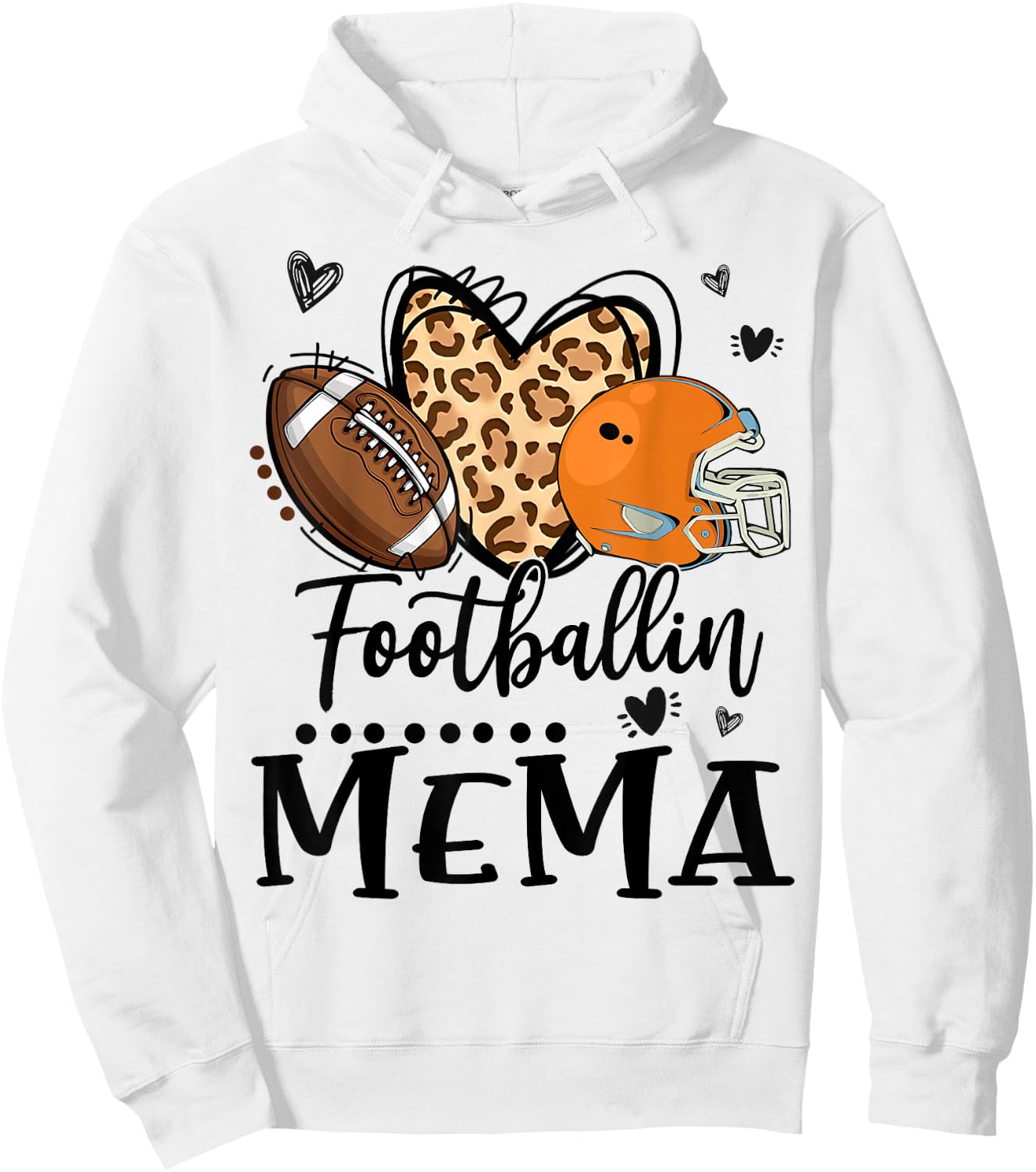 Football Mema Football Player Leopard Pattern Football Hoodie - Hoodie | White