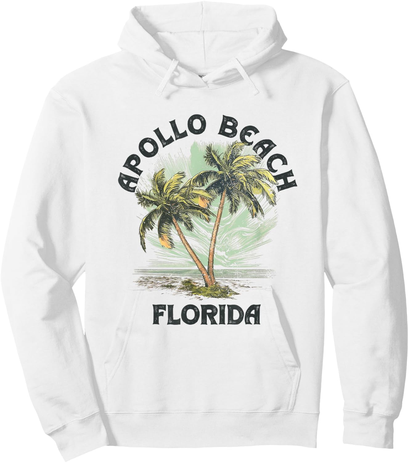 Apollo Beach Florida Palms Vintage Beach Men Women Hoodie - Hoodie | White