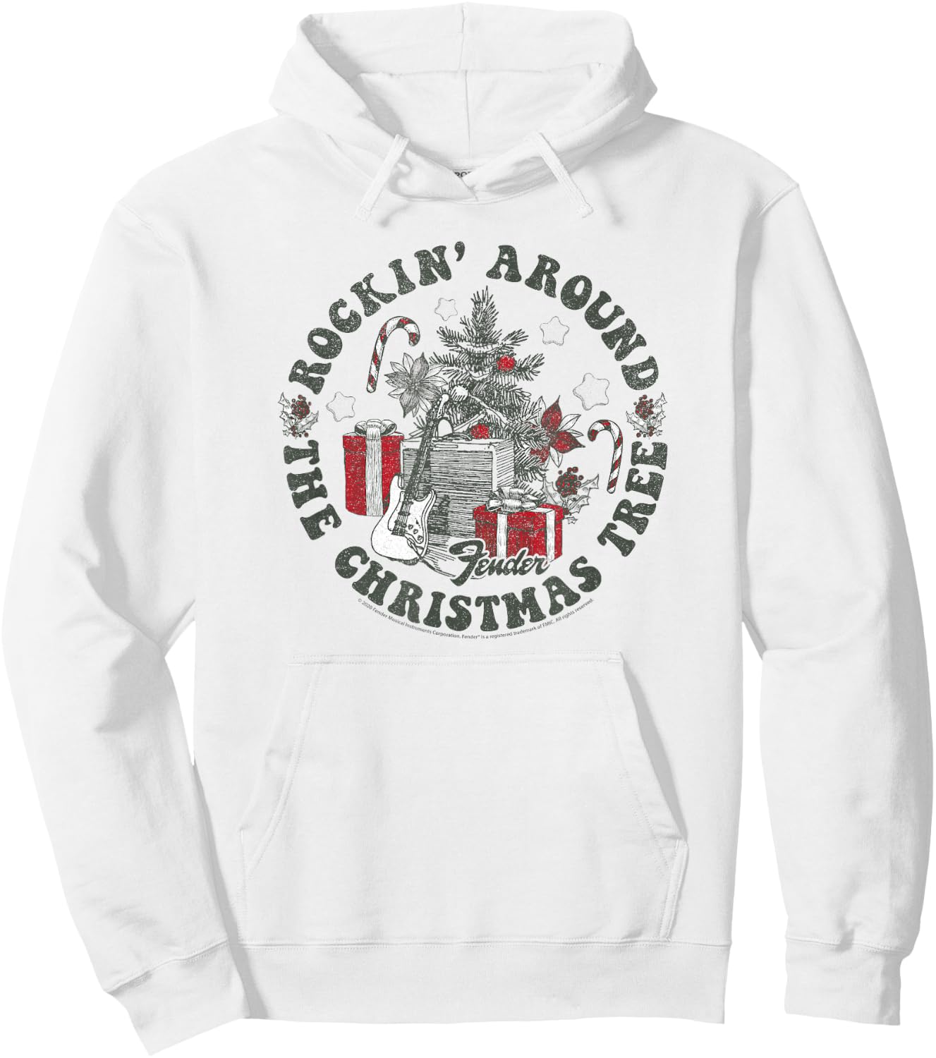 Fender Christmas Rockin' Around The Christmas Tree Hoodie - Hoodie | White