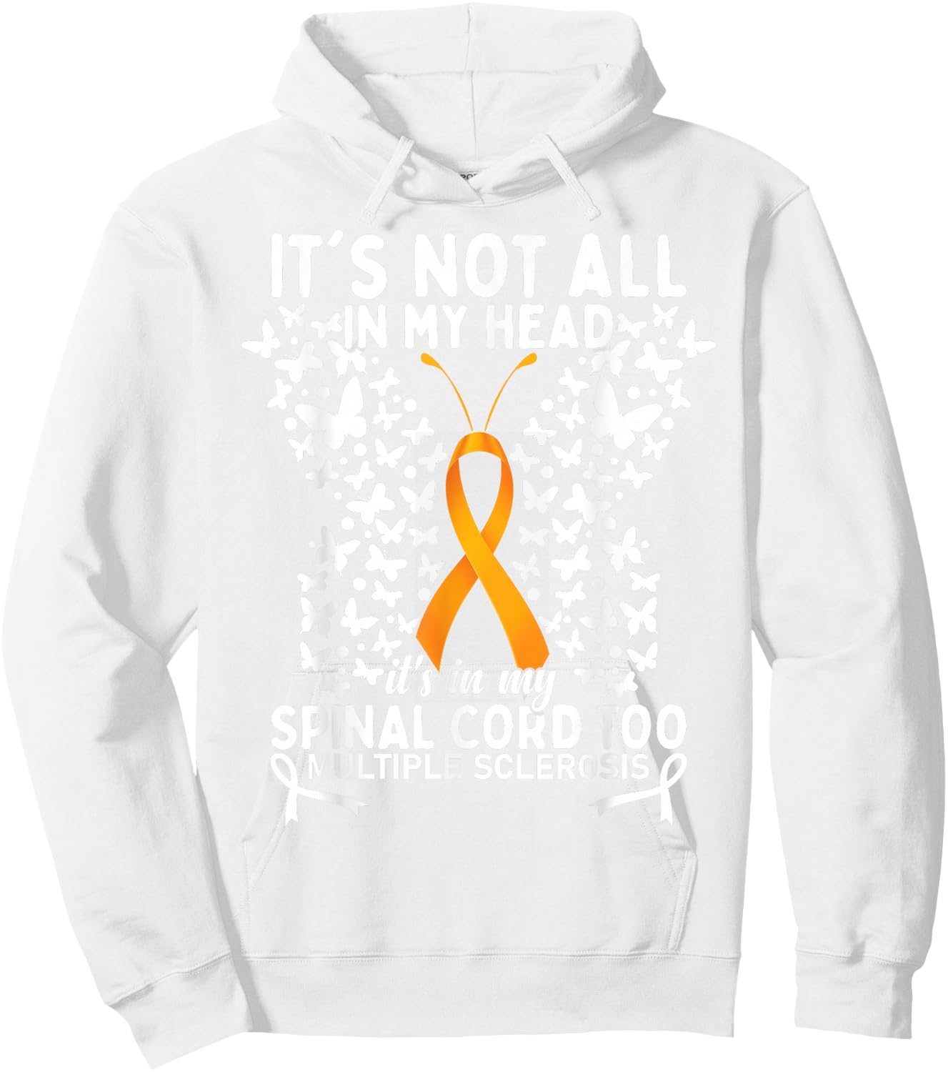 Multiple Sclerosis MS Warrior Butterfly Hoodie - Hoodie | White