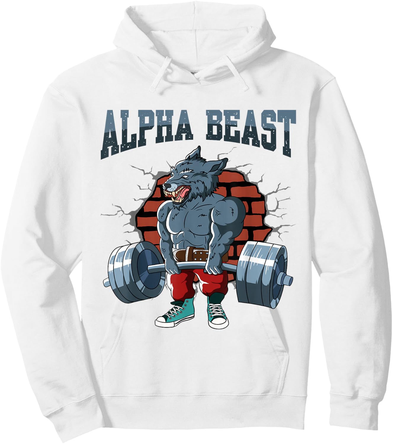 Fitness Training Pumps Alpha Wolf for Deadlift Fitness Hoodie - Hoodie | White