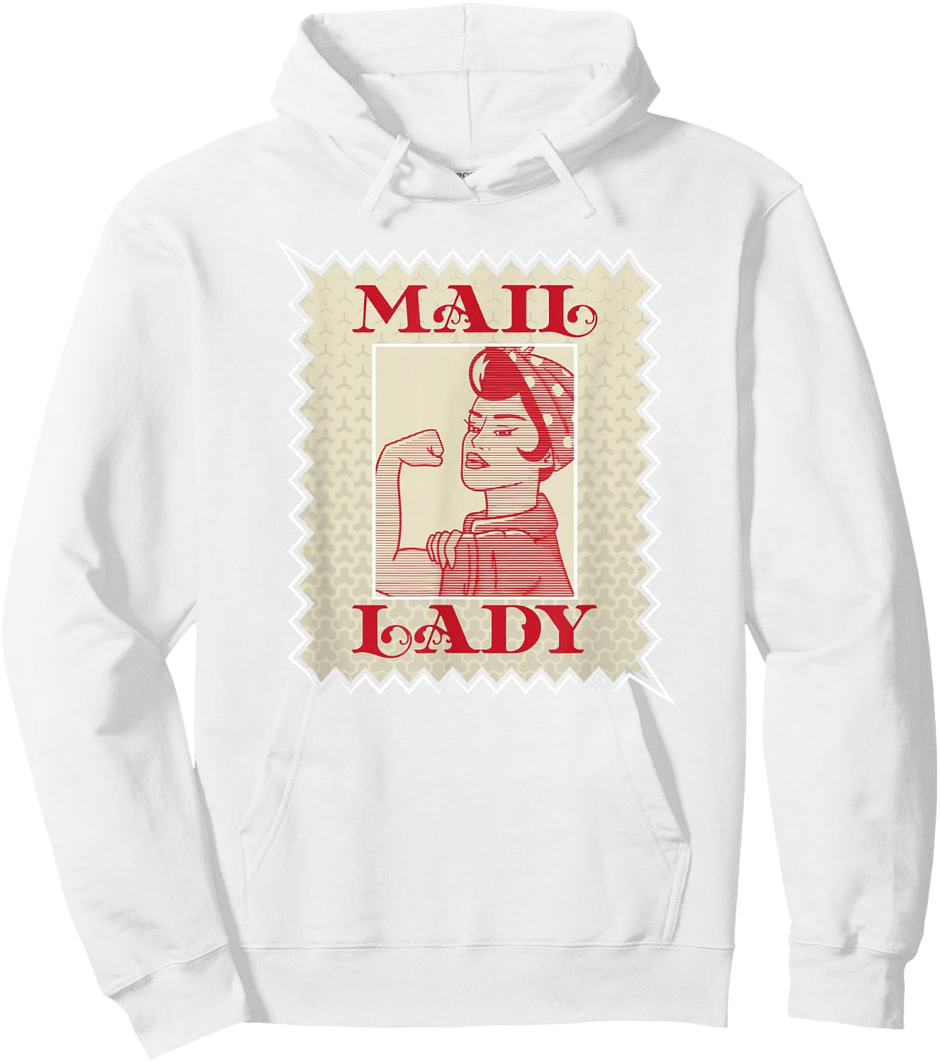 Female Postal Worker Mail Lady Stamp Hoodie - Hoodie | White