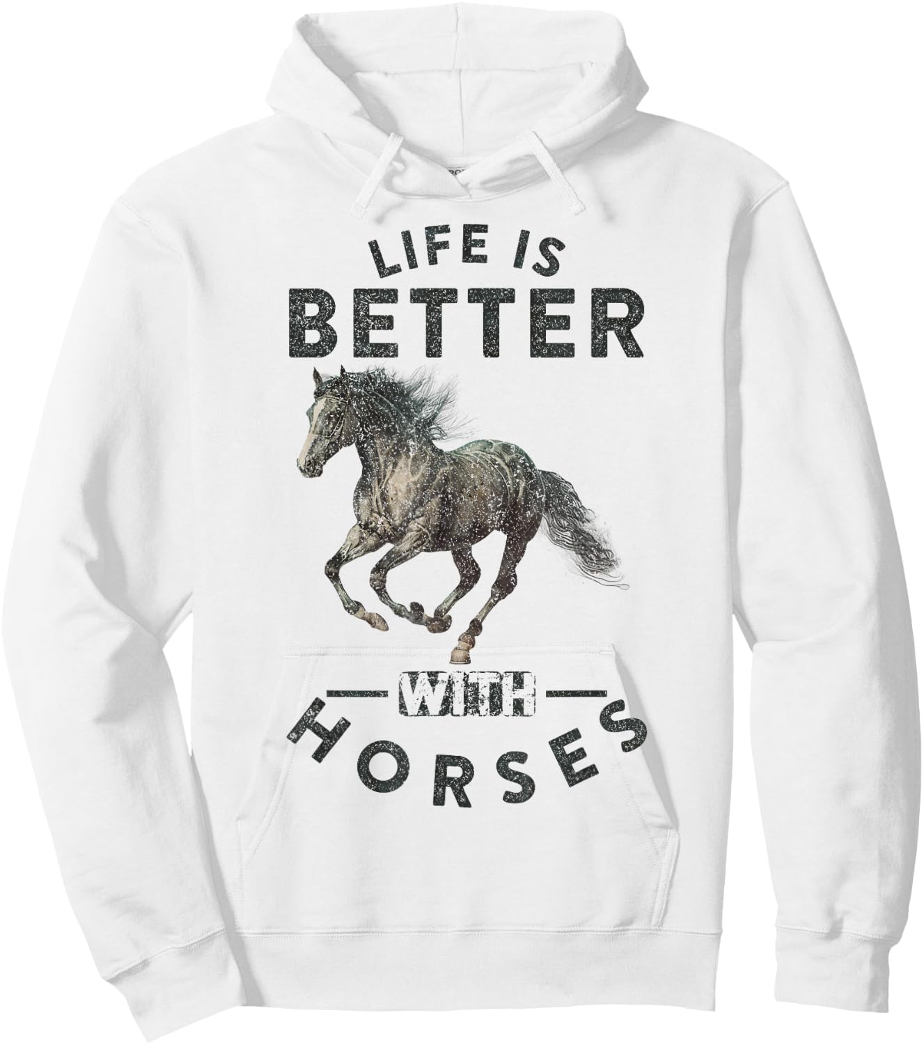 Vintage Life is Better with Horses Funny Horseback Riding Hoodie - Hoodie | White