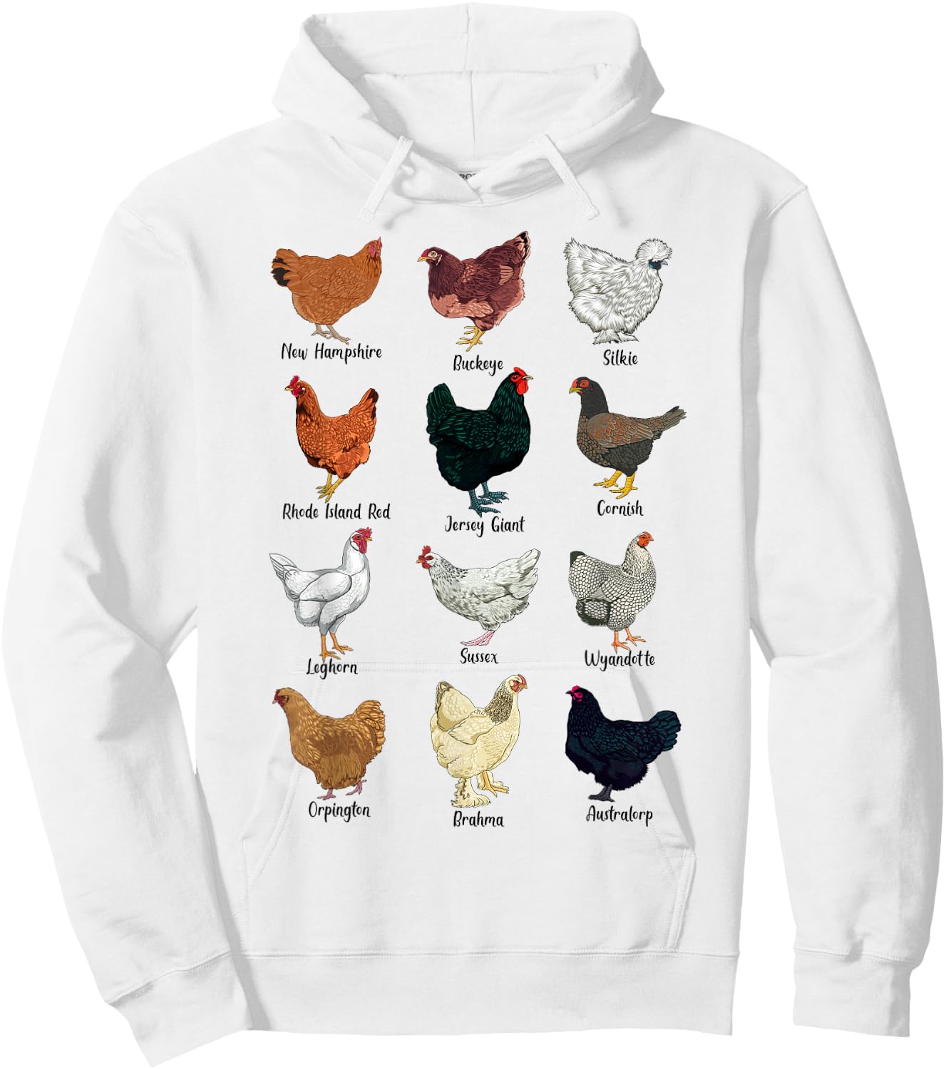 Various Chickens - Chicken Breeds Hoodie - Hoodie | White