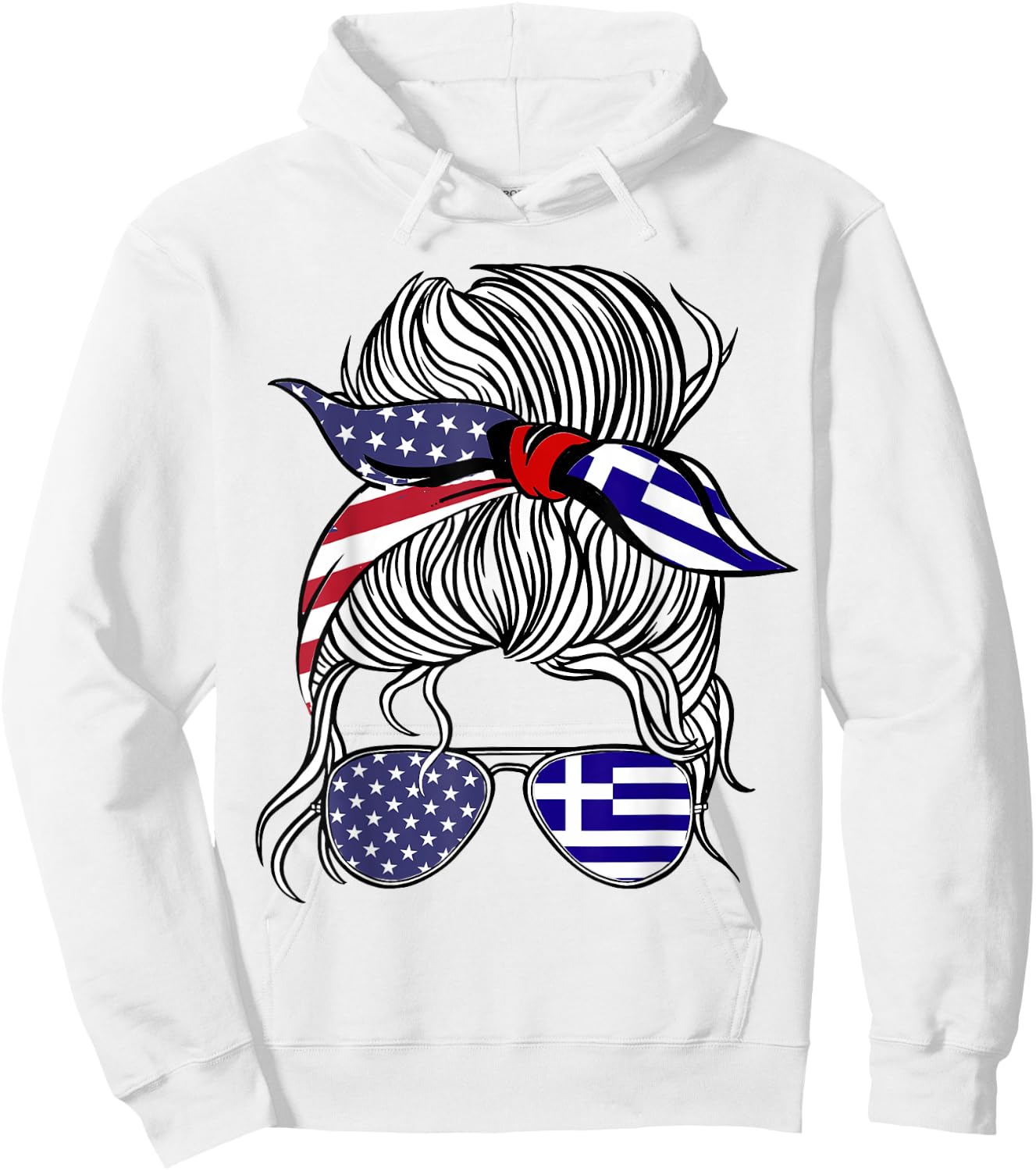 American Greek Patriot Flag Women Girl Greece Grown Hoodie - Hoodie | White