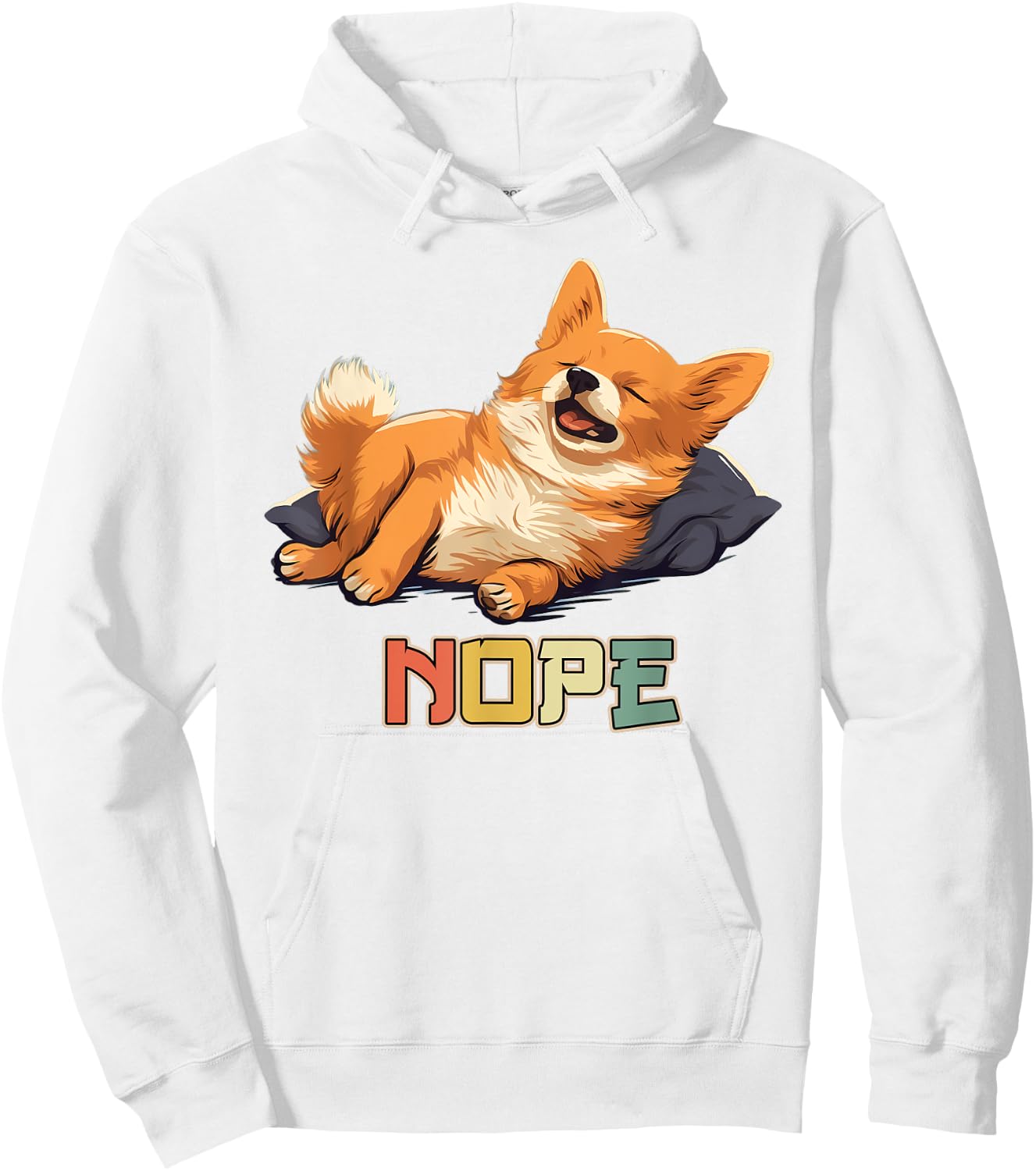 Lazy Pomchi Dog Nope Hoodie - Hoodie | White