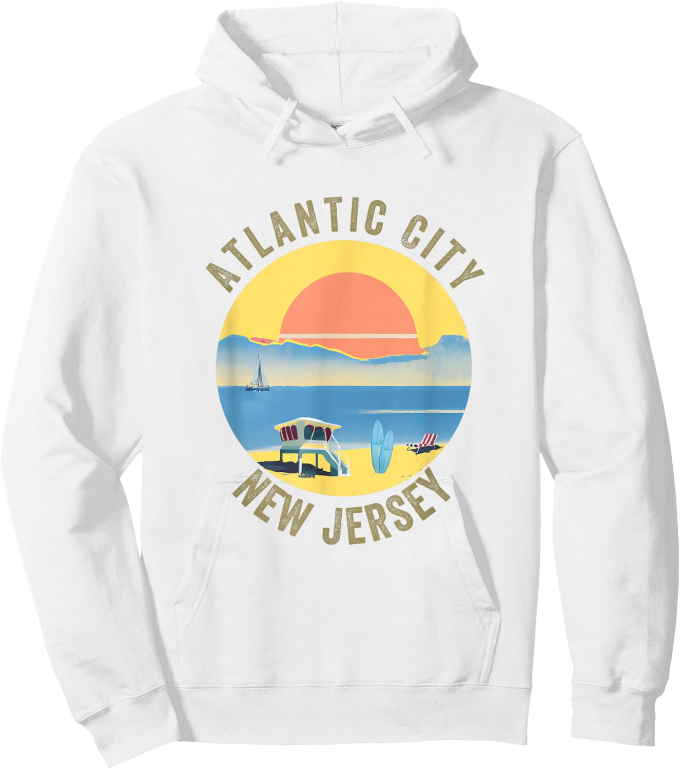 Atlantic City Souvenir Apparel - Retro Vintage Atlantic City Hoodie - Hoodie | White
