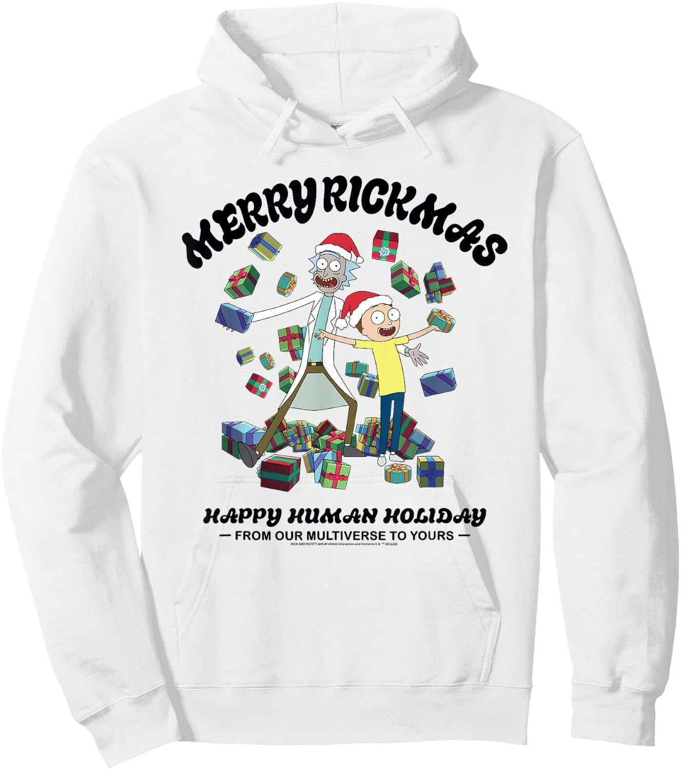 Rick and Morty Christmas Merry Rickmas Light Hoodie - Hoodie | White