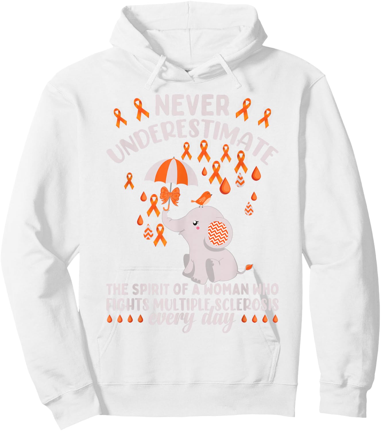 Multiple Sclerosis Awareness Month Cute MS Elephant Hoodie - Hoodie | White
