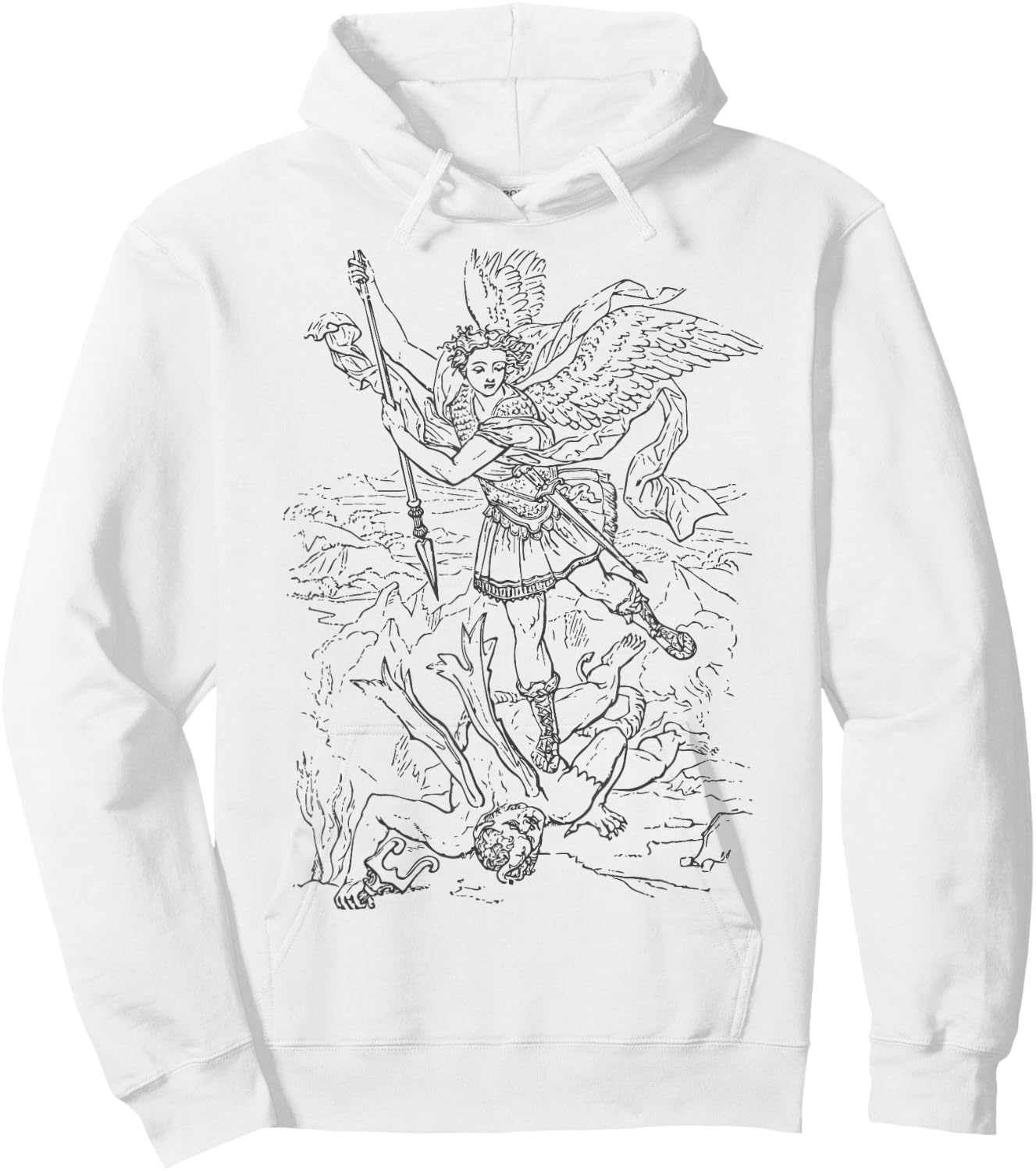 St Saint Michael the Archangel Catholic Angel Warrior Hoodie - Hoodie | White