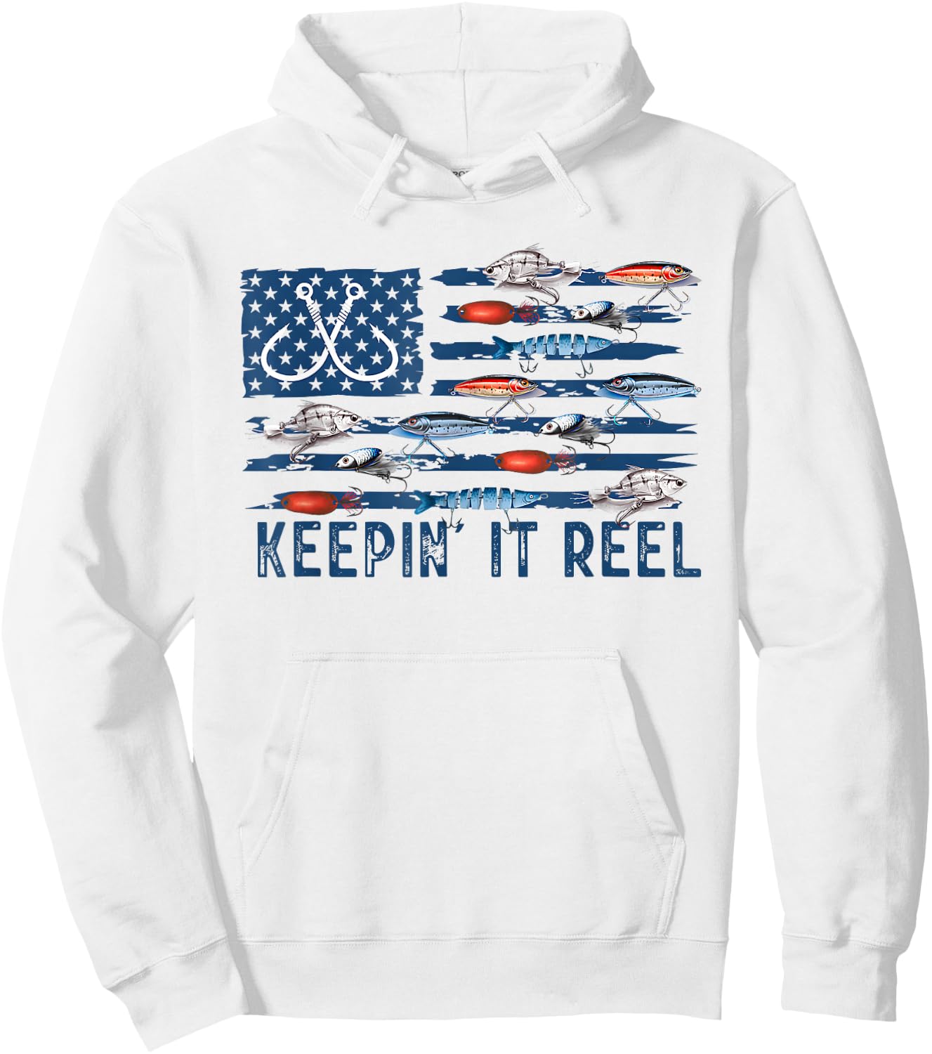 Keepin' It Reel Fishing Lure Flag Fisherman Bass Fishing Hoodie - Hoodie | White