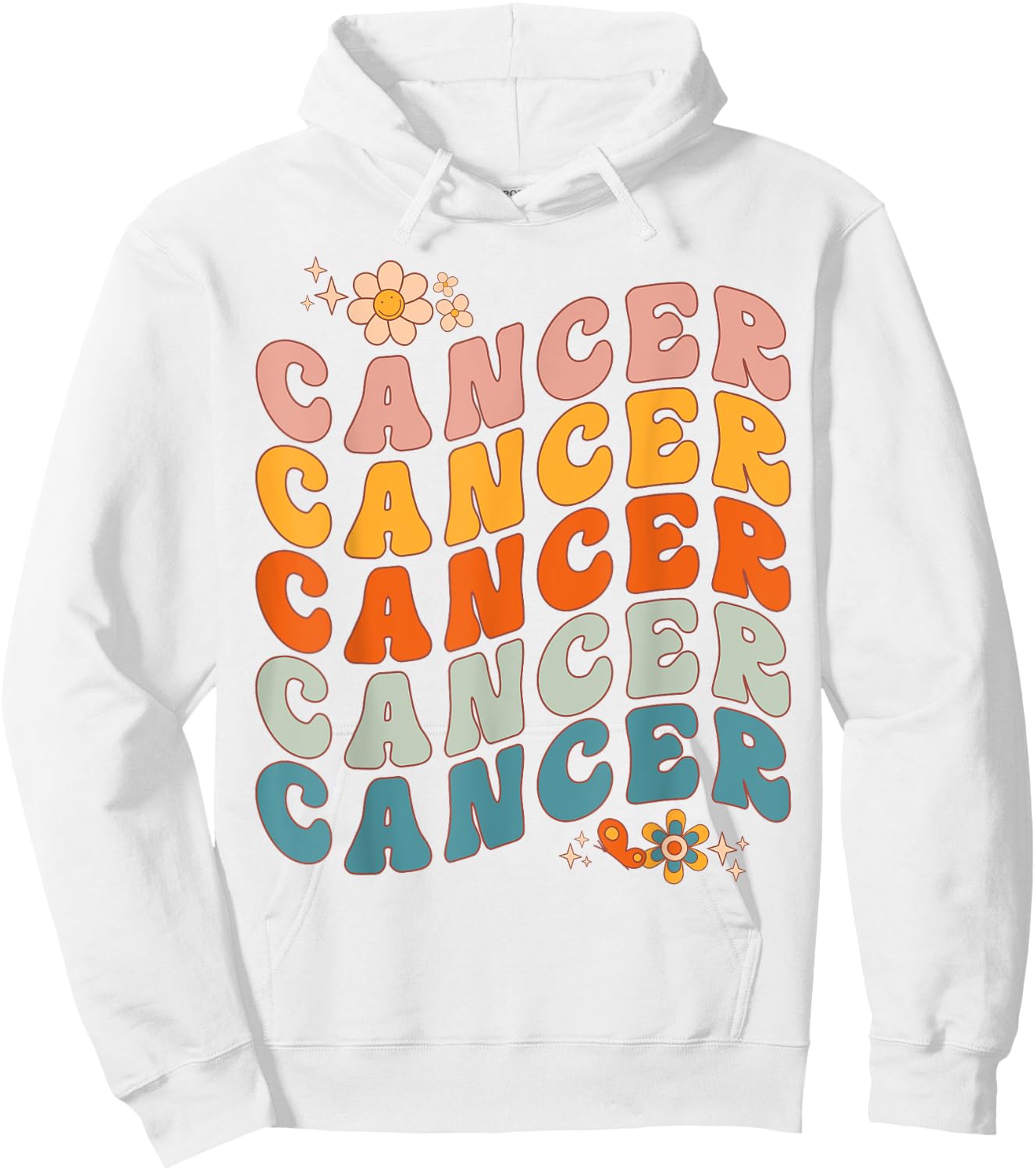 Cancer Groovy Retro Women Girls Birthday Zodiac Sign Hoodie - Hoodie | White