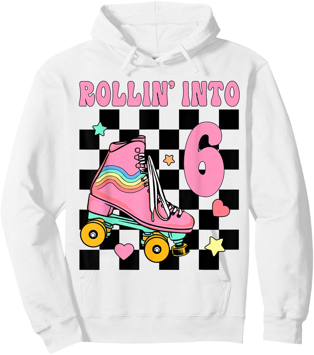 Rolling Into 6 Years Old Roller Skating Girl 6th Birthday Hoodie - Hoodie | White