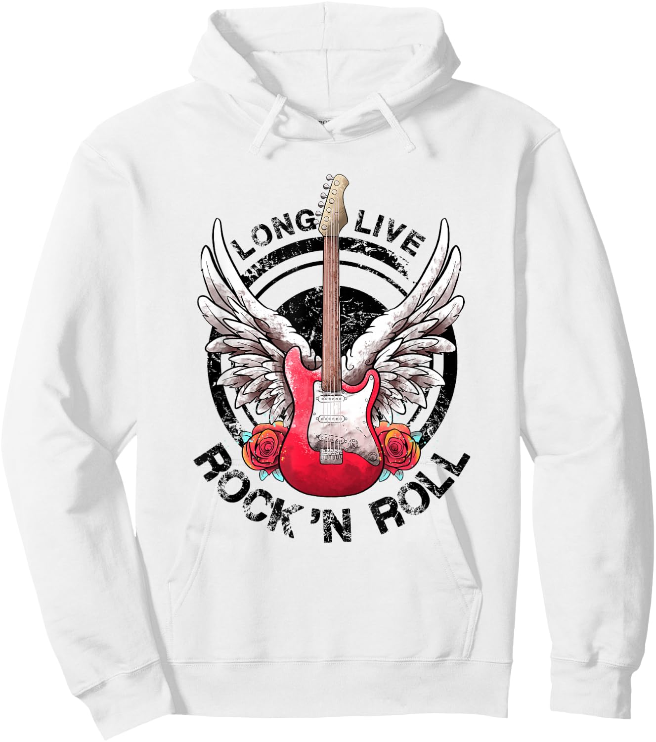 Long Live Rock and Roll Rock&Roll Vintage Electric Guitars Hoodie - Hoodie | White