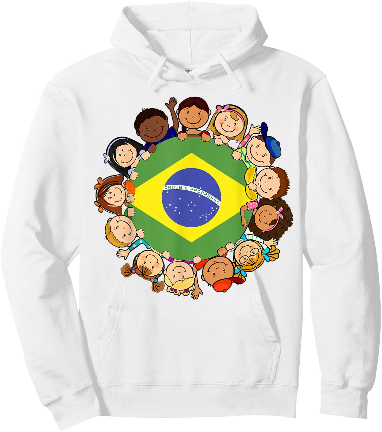Brazil Kids Brazilian Flag Hispanic Heritage Month Girl Boy Hoodie - Hoodie | White
