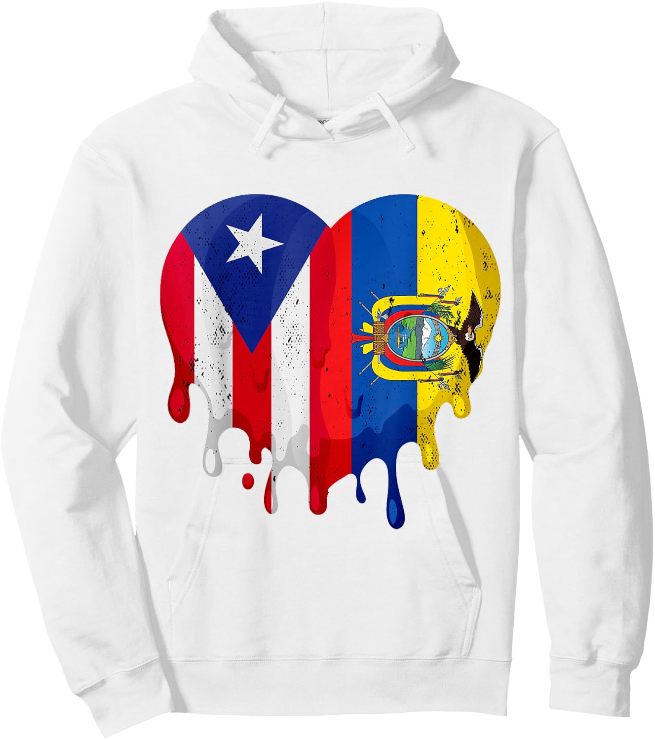 Puerto Rico Ecuador Flag Heart Citizen Grown Patriot Country Hoodie - Hoodie | White