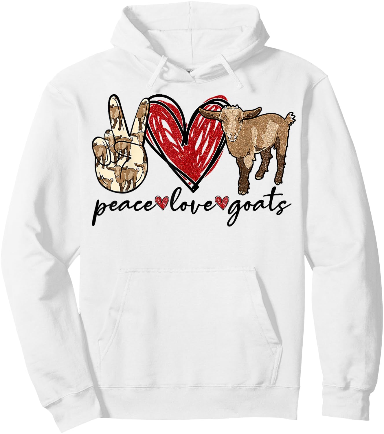 Peace Love Goats Farmer Goat Animal Lover Hoodie - Hoodie | White