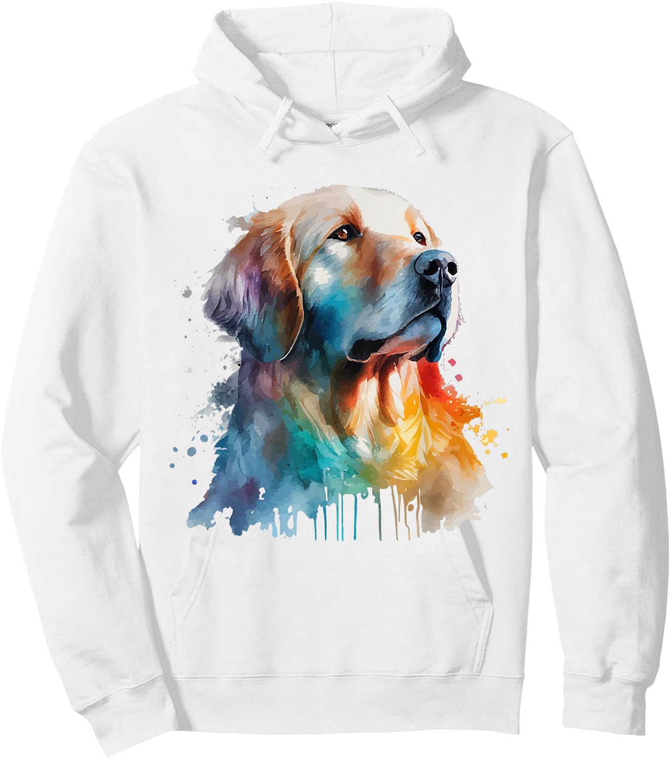 Golden Retriever Colorful Pop Art Tie Dye Watercolor Hoodie - Hoodie | White