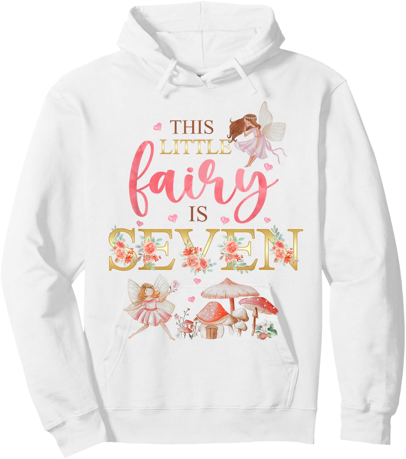Wildflower Garden Fairy Floral 7th Birthday Shirt Girl Hoodie - Hoodie | White
