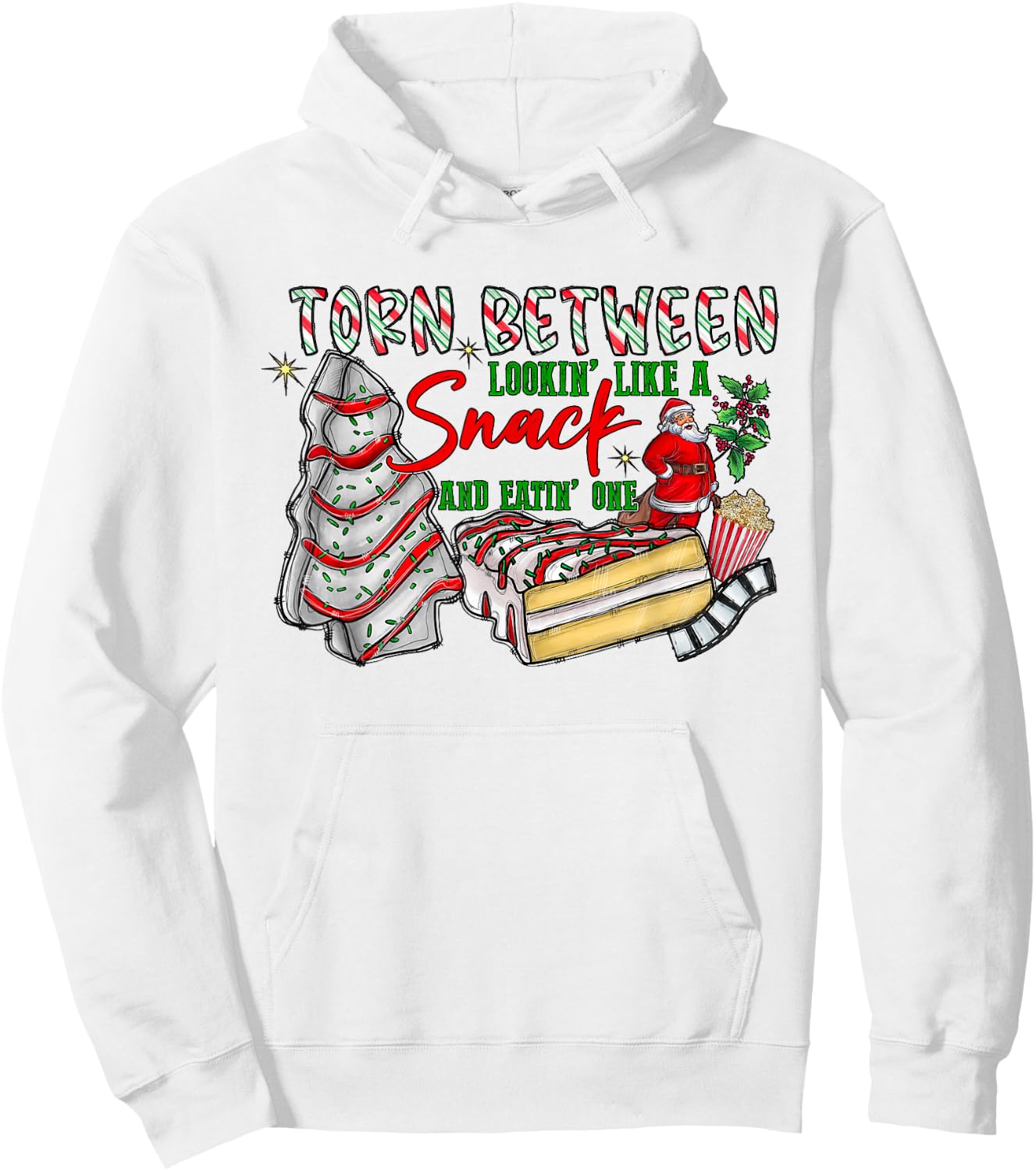 Torn Between Looking Like A Snack Eating One Christmas Tree Hoodie - Hoodie | White