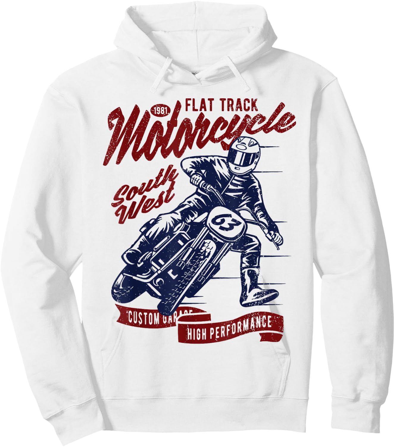 Flat Track Motorcycle Vintage Style Retro Race Design Hoodie - Hoodie | White