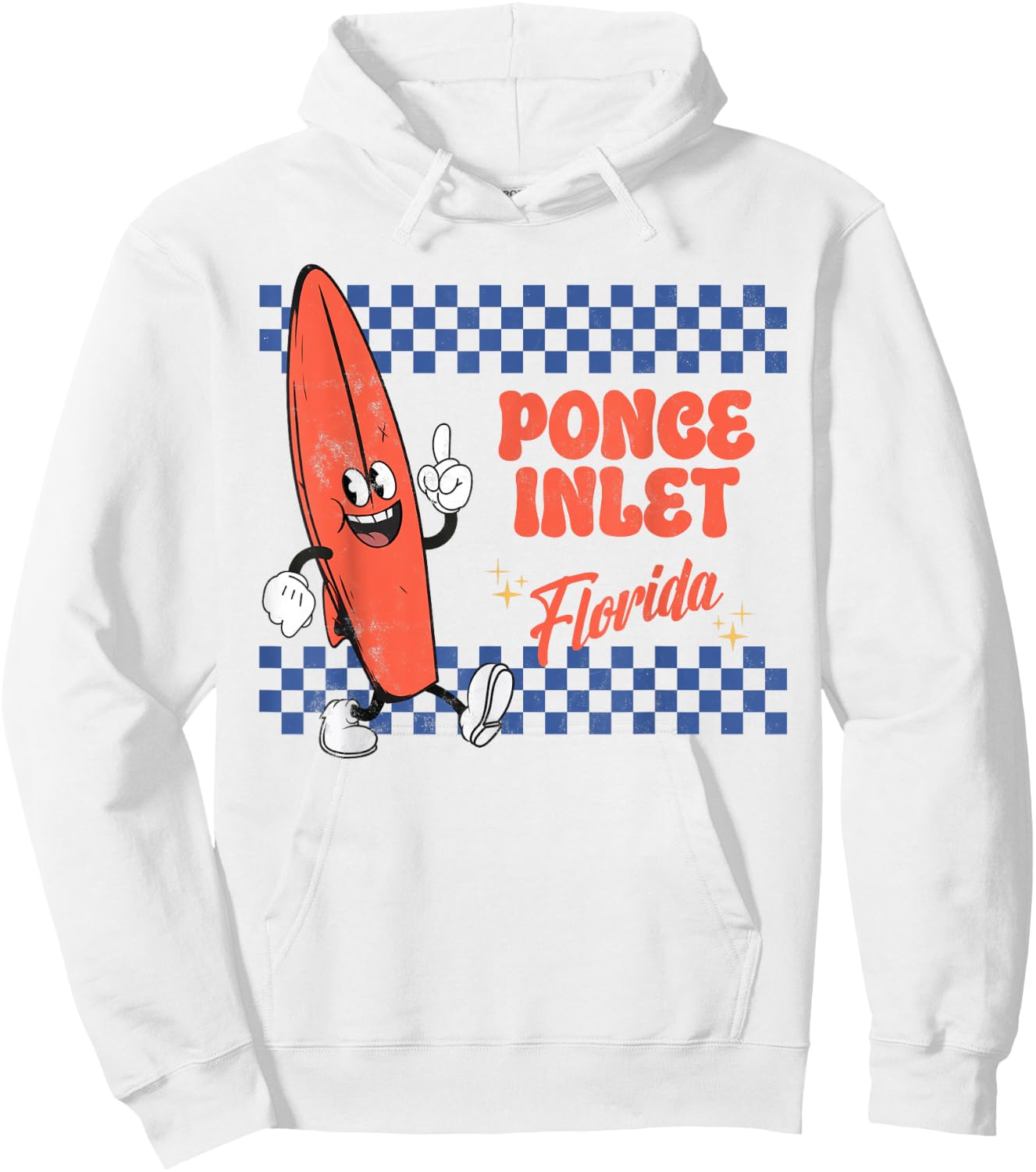 Ponce Inlet Florida Retro Surfer Vintage Beach Hoodie - Hoodie | White