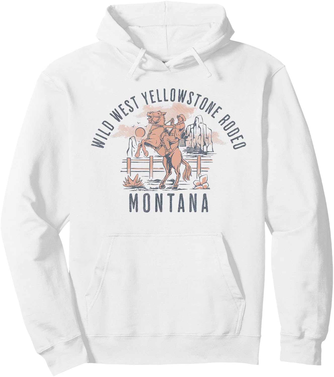 Wild West Yellowstone Rodeo Montana Cowboy and Horse Hoodie - Hoodie | White