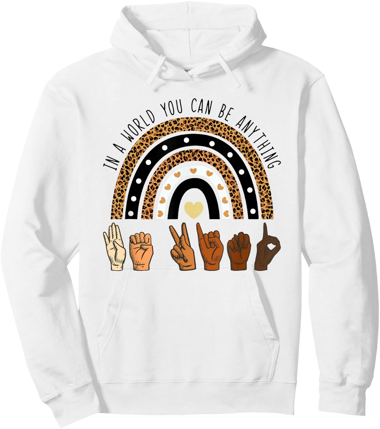 Rainbow Be Kind Sign Language We Wear Orange for Unity Day Hoodie - Hoodie | White