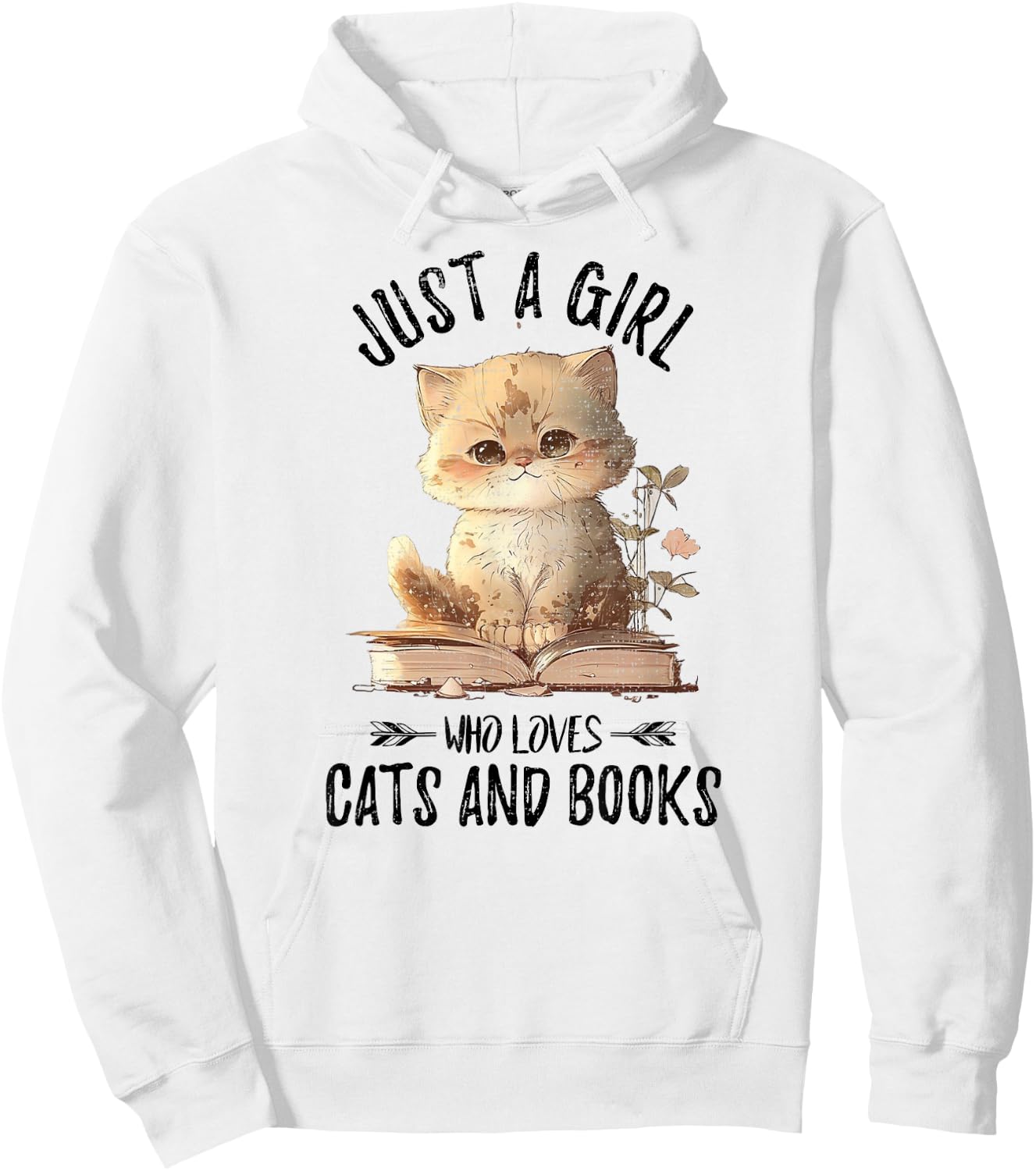 Just A Girl Who Loves Cats And Books, Kitties Pet Art Lover Hoodie - Hoodie | White