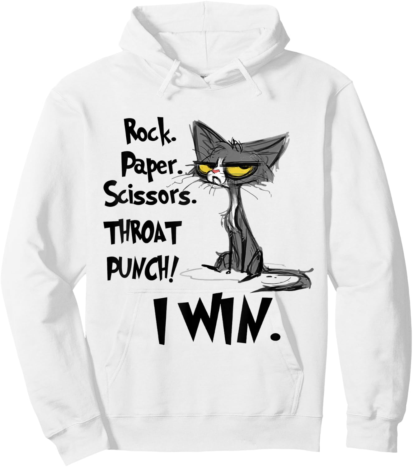 Rock Paper Scissors Throat Punch I Win Hoodie - Hoodie | White