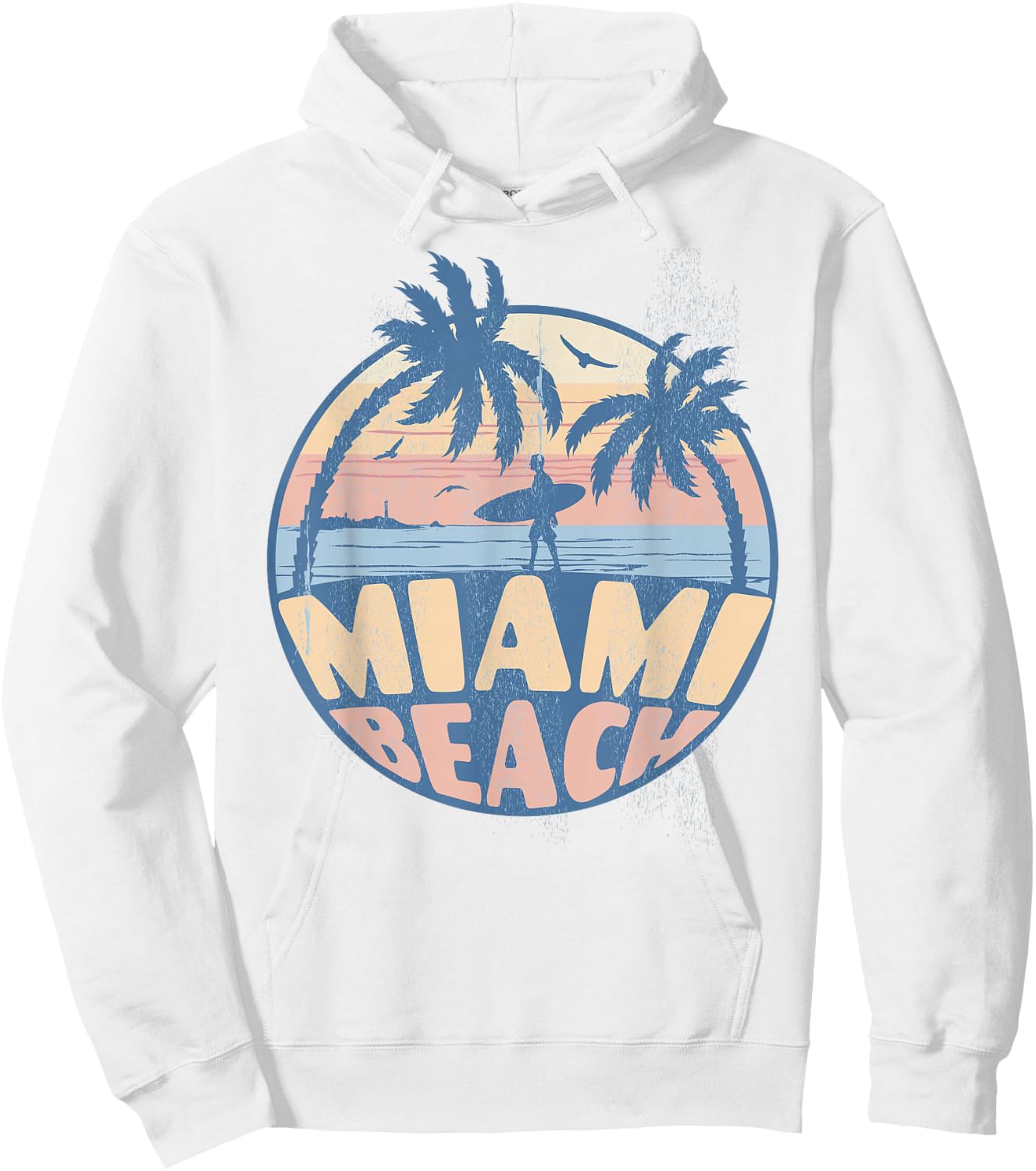 Miami Florida Beach Surf Summer Vacation Vintage Men Women Girls Kids Hoodie - Hoodie | White