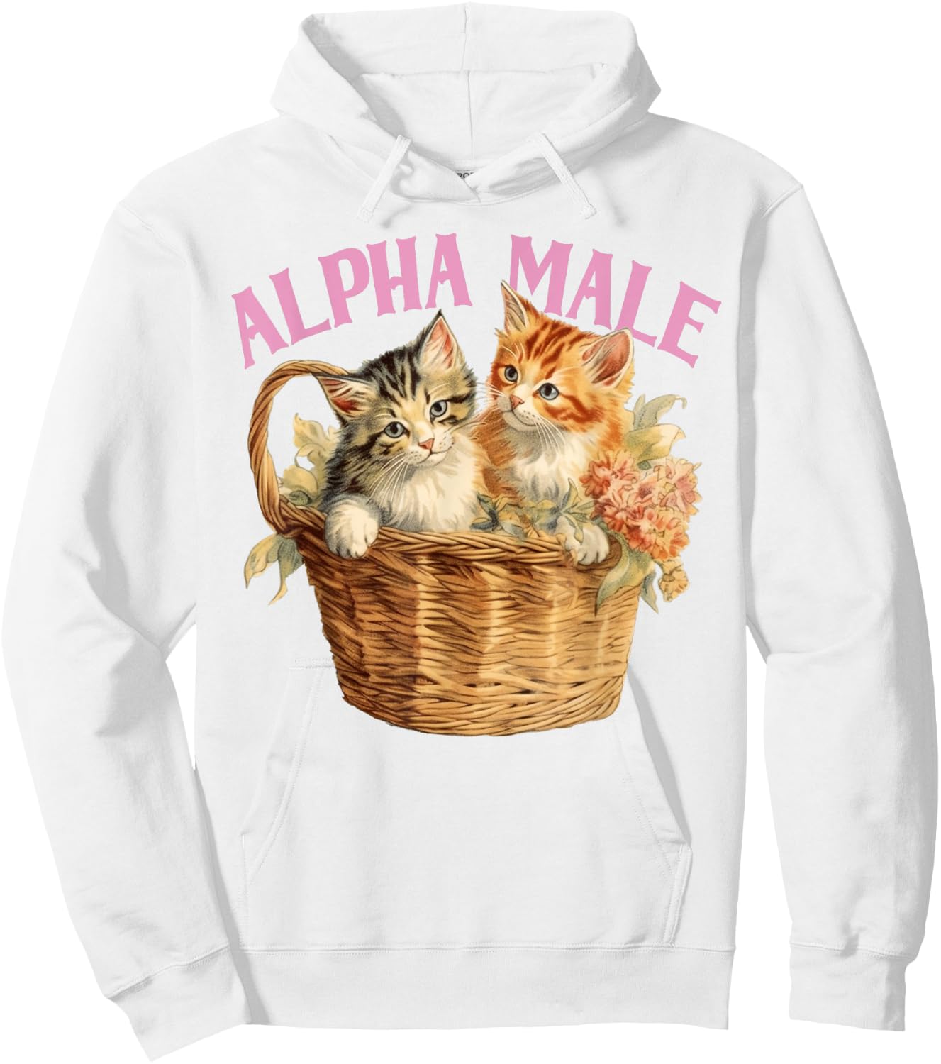 Alpha Cat Male Ironic Funny Kitten Weird Y2K Humor Kittens Hoodie - Hoodie | White