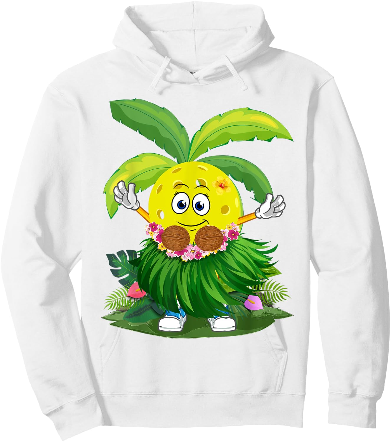 Cute Hawaiian Pickleball Ball Tropical Beach Summer Vacation Men Women Kids Hoodie - Hoodie | White