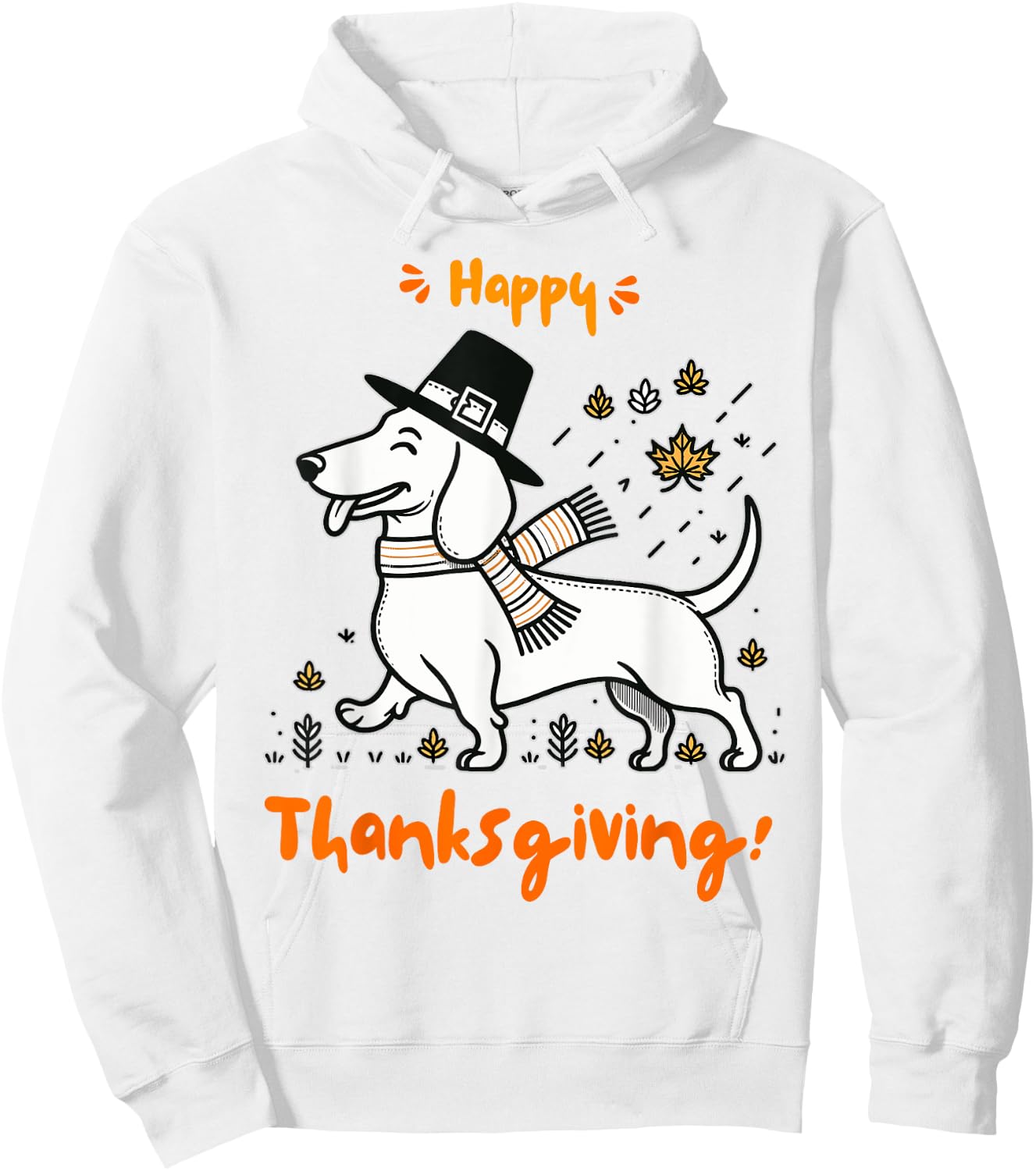Happy Thanksgiving Pilgrim Dachshund Dog Men Women Girl Boy Hoodie - Hoodie | White