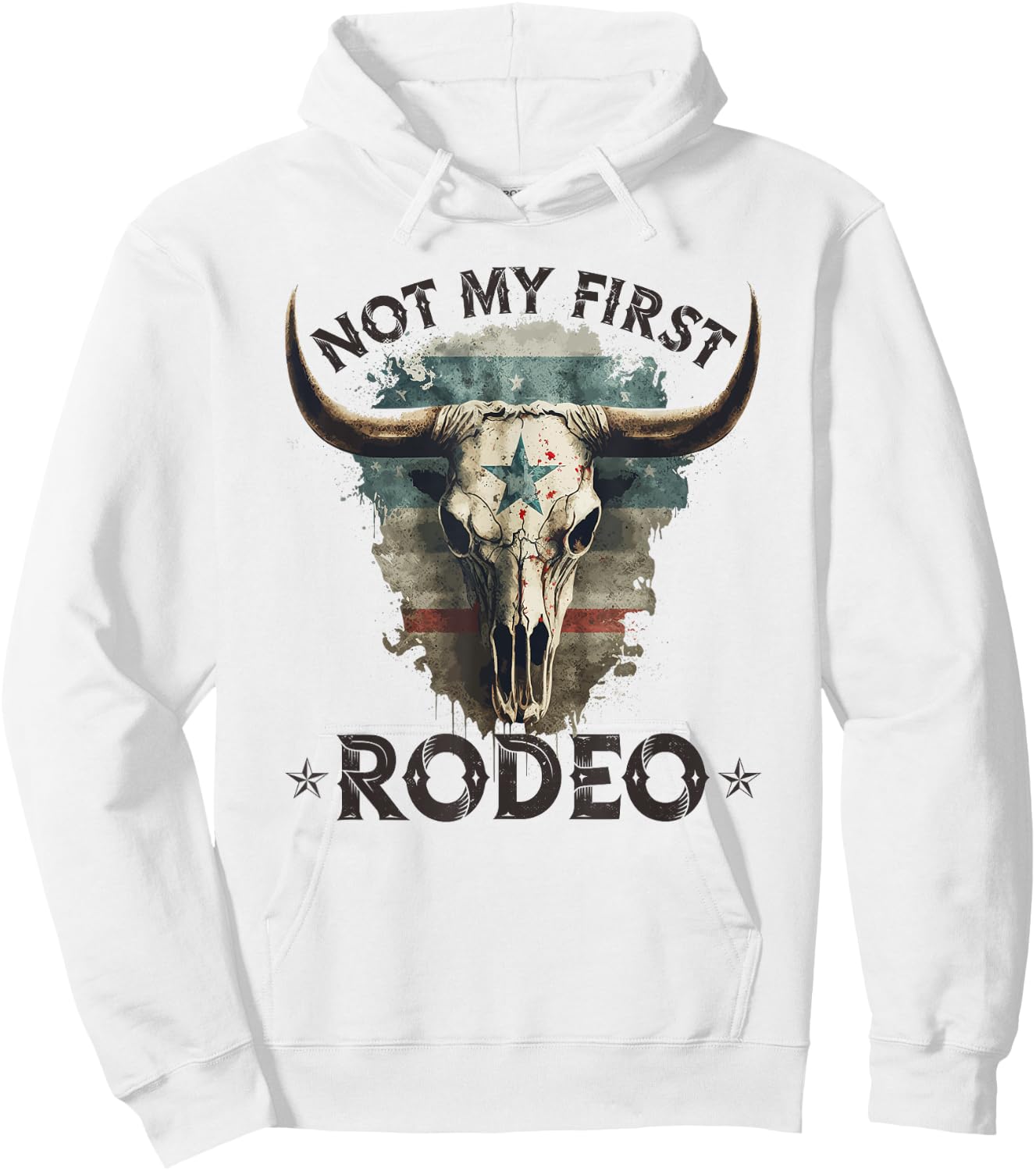 Country Longhorn Bull Skull, Not My First Rodeo Cowgirl Hoodie - Hoodie | White