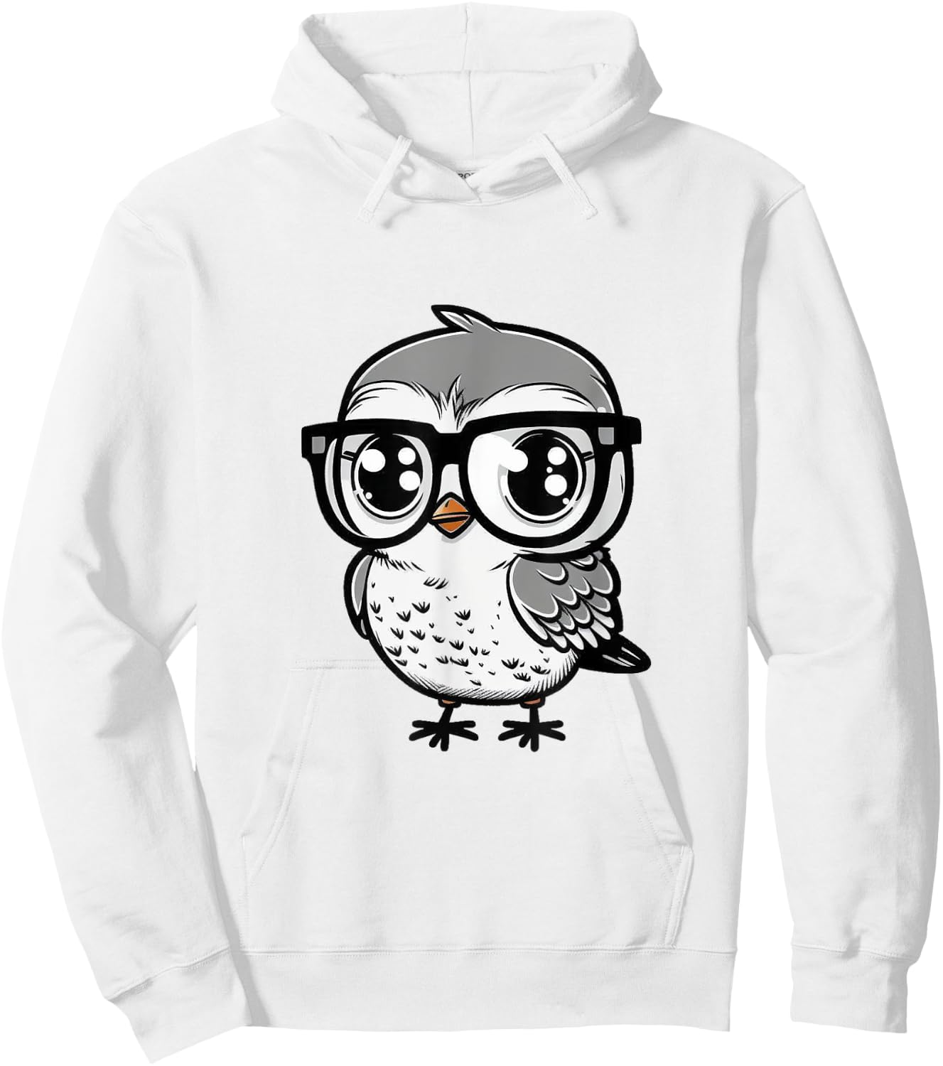 Nerdy Birdy Kawaii Cute Happy Bird with Glasses Animal Hoodie - Hoodie | White