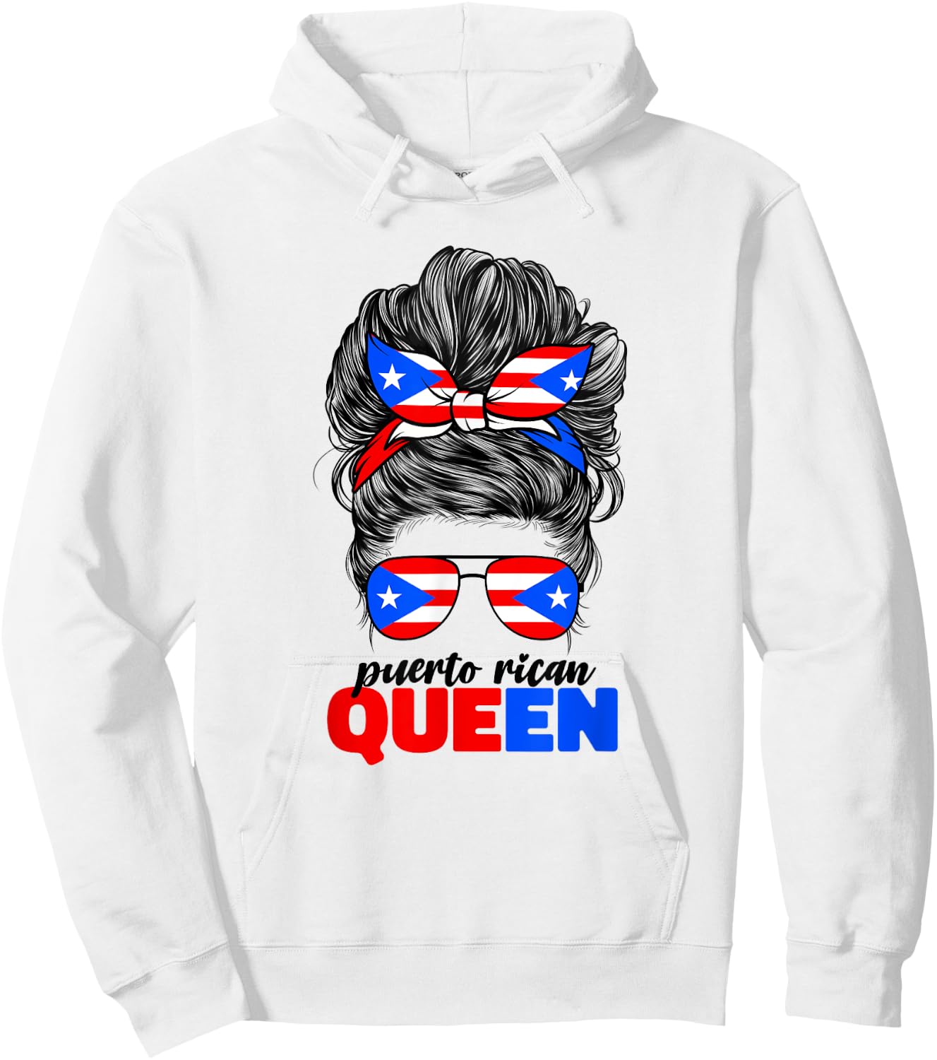 Puerto Rican Queen Boricua Puerto Rico PR Flag Hoodie - Hoodie | White