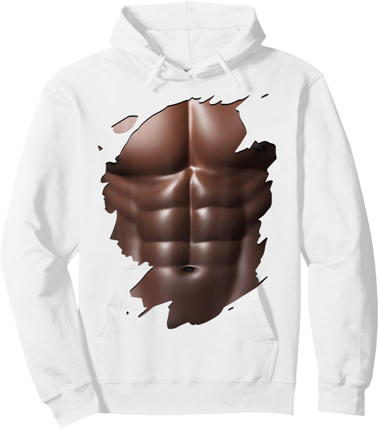 Funny Six Pack Abs Black Men's Body Print Hoodie - Hoodie | White