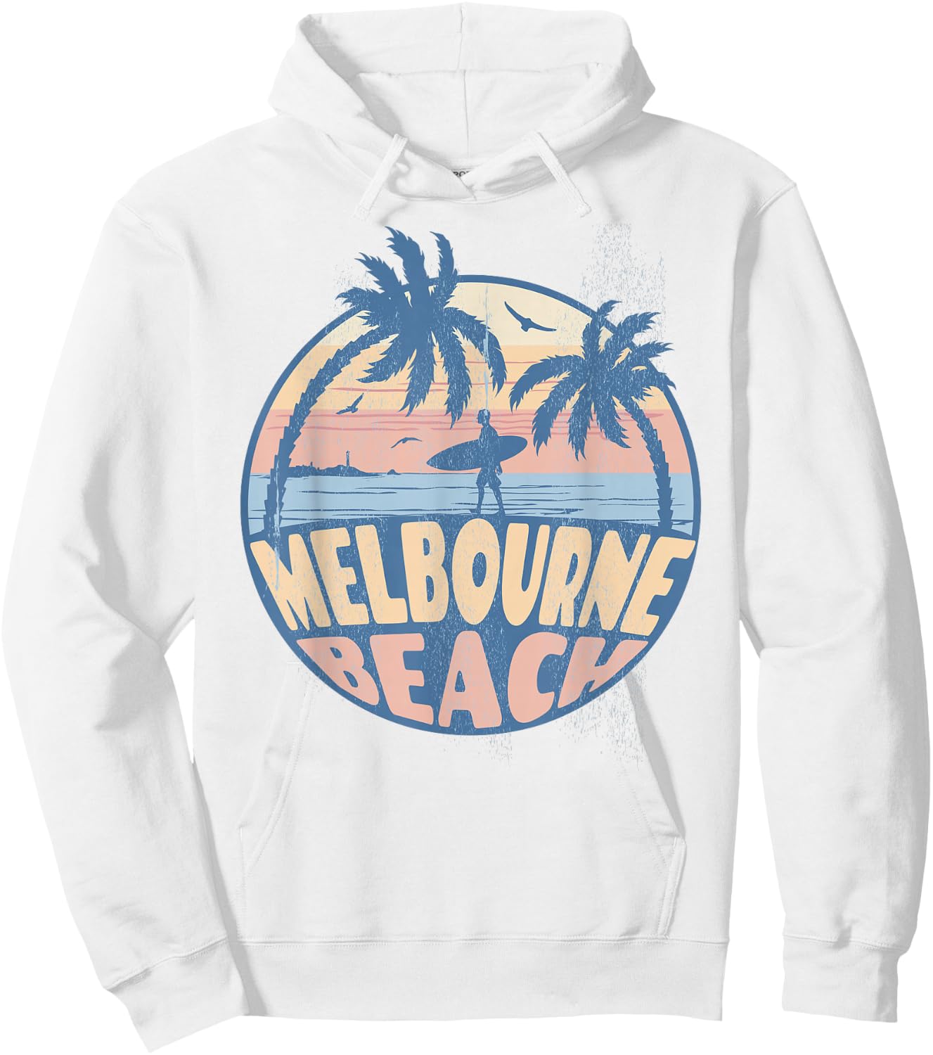 Melbourne Florida Beach Surf Summer Vacation Vintage Hoodie - Hoodie | White