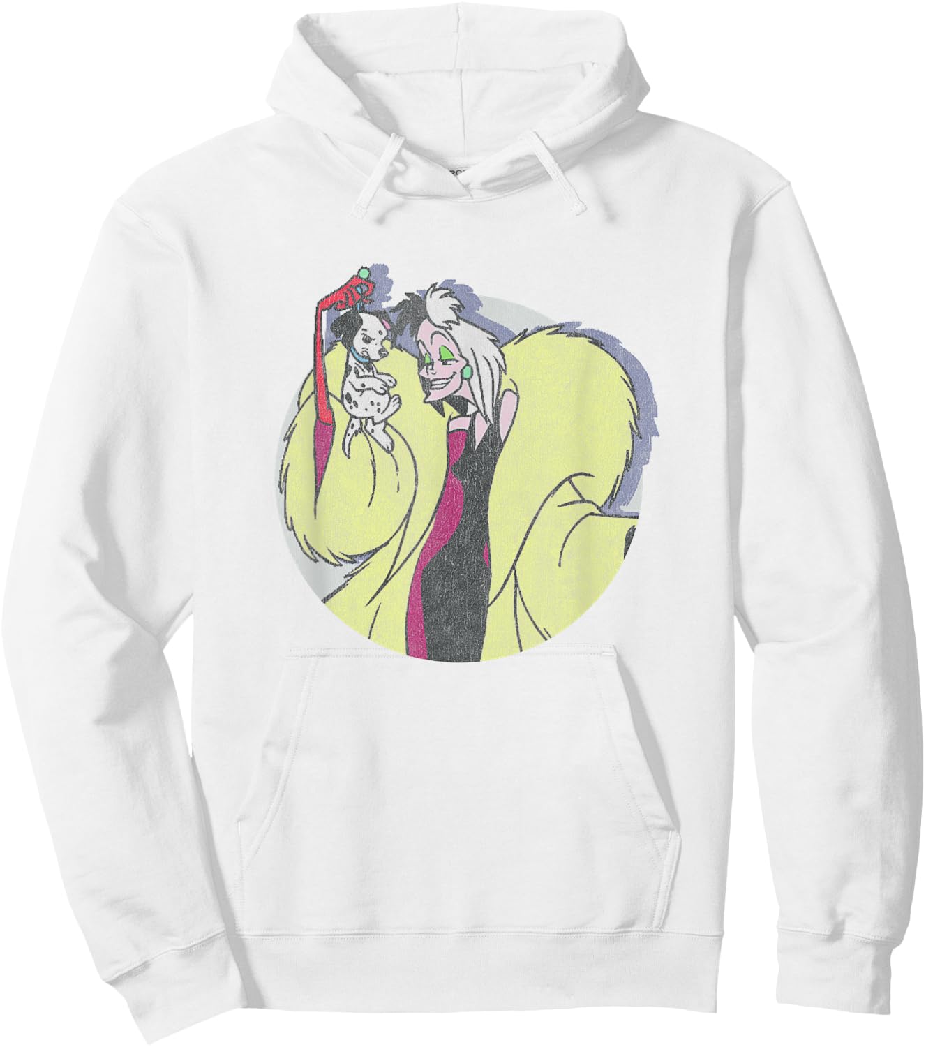 Disney 101 Dalmatians Cruella De Vil Holding Puppy Vintage Hoodie - Hoodie | White