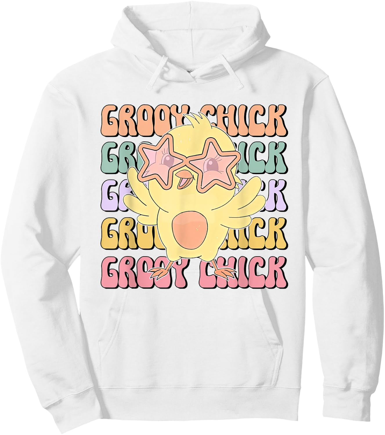 One Groovy Chick Retro Chick Costume Glasses Cute Easter Day Hoodie - Hoodie | White