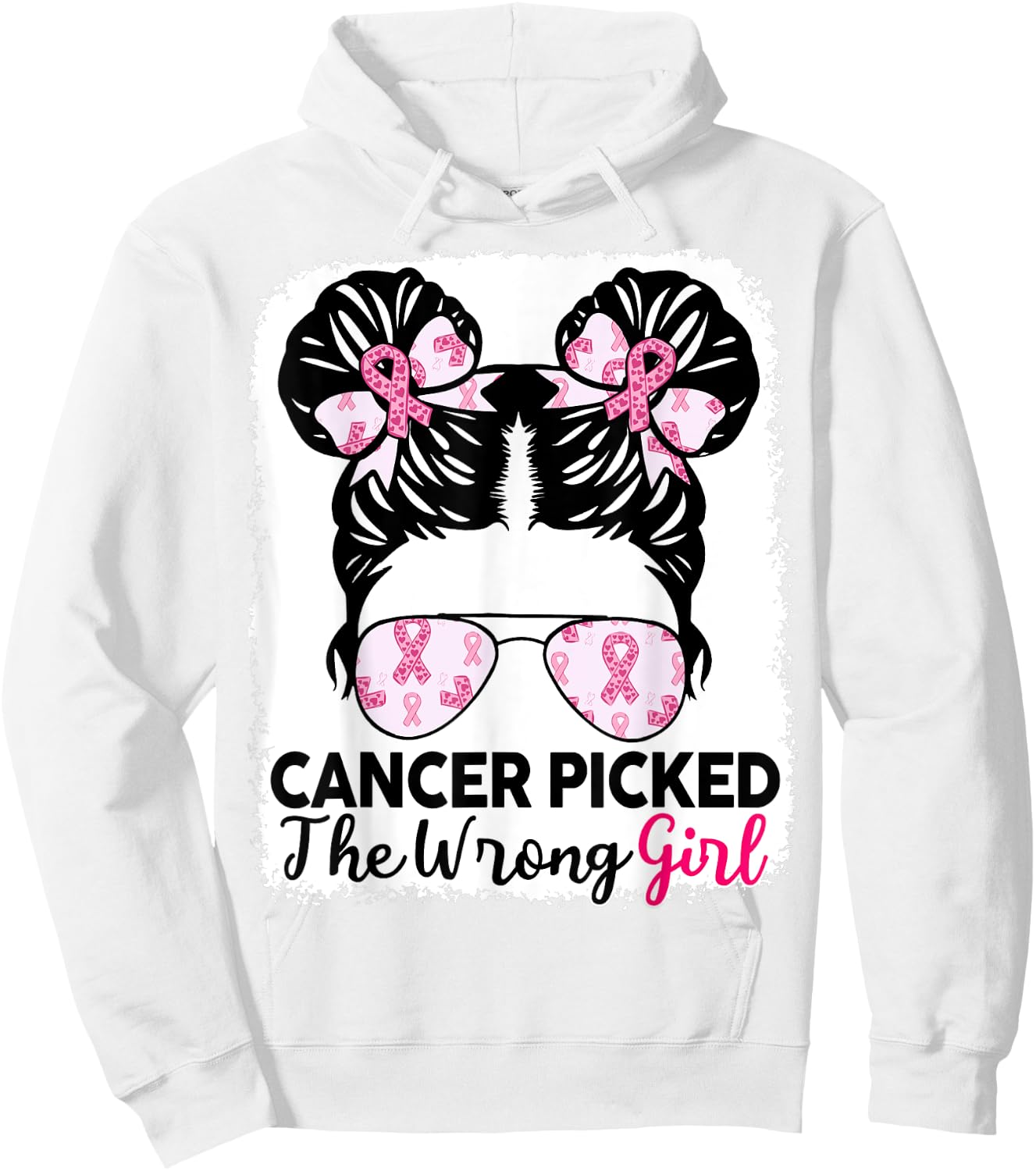 Breast Cancer Awareness Cancer Picked Wrong Girl Kids Youth Hoodie - Hoodie | White