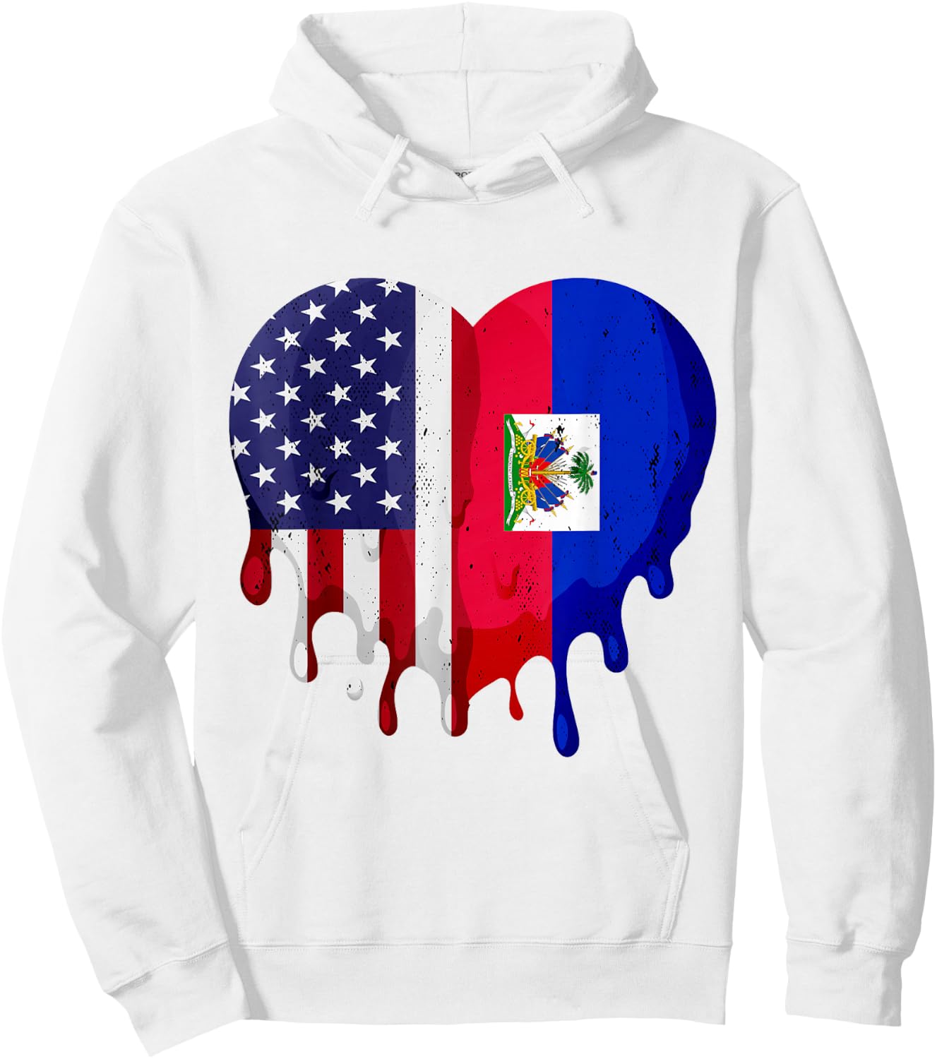 American Haitian Hispanic Heritage Month Flag Heart Hoodie - Hoodie | White
