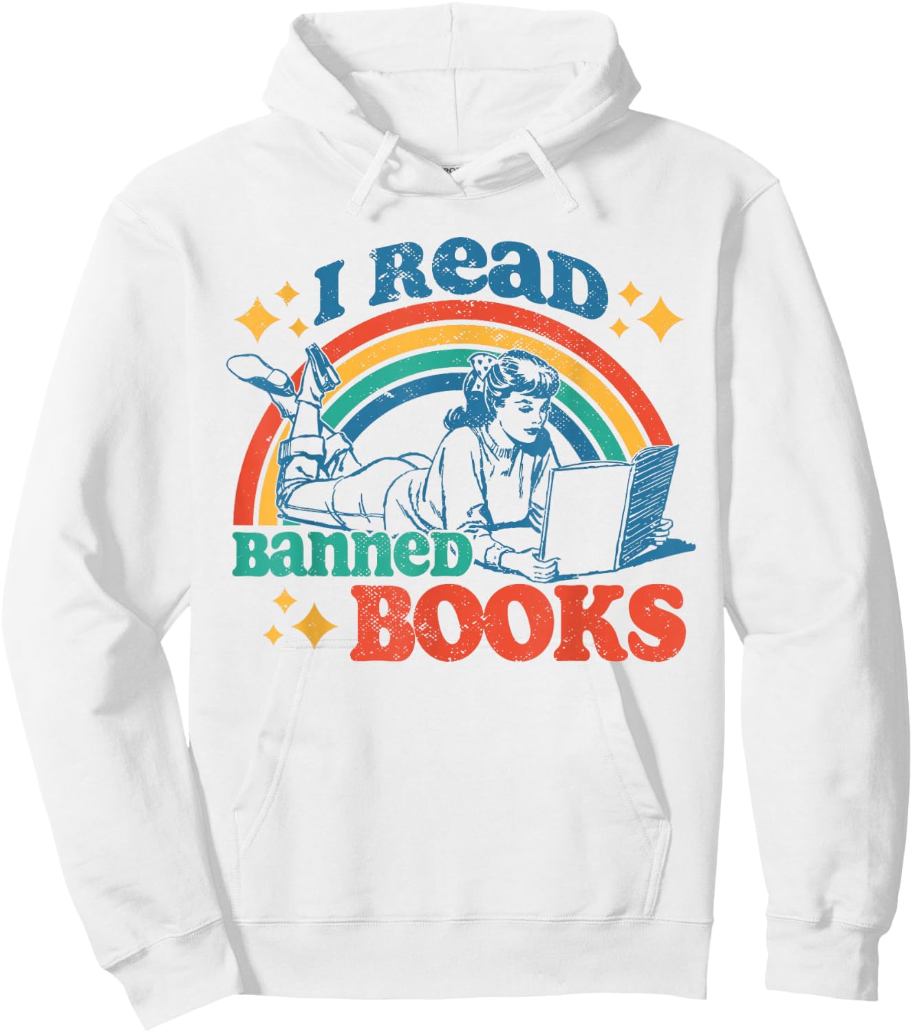 I Read Banned Books Funny Book Lover Retro Reading Hoodie - Hoodie | White