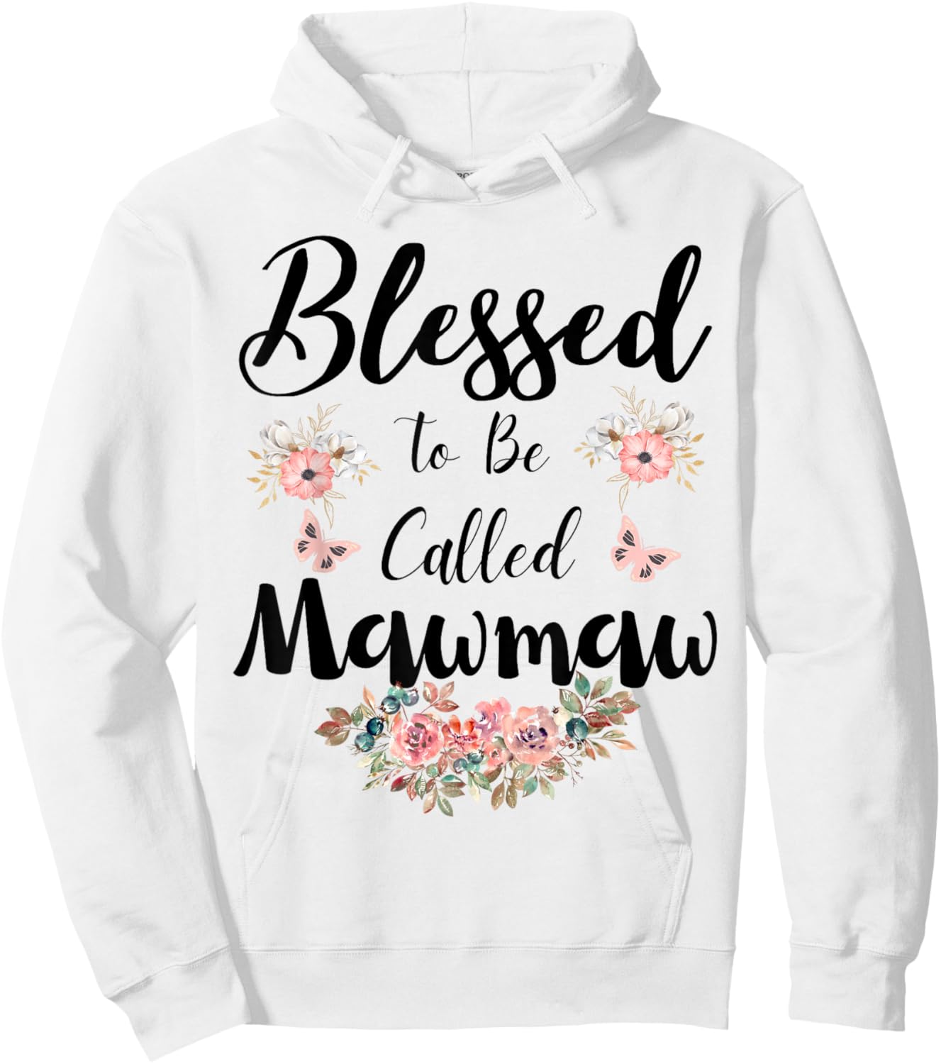 Blessed To Be Called Mawmaw Women Floral Cute Mothers Day Hoodie - Hoodie | White